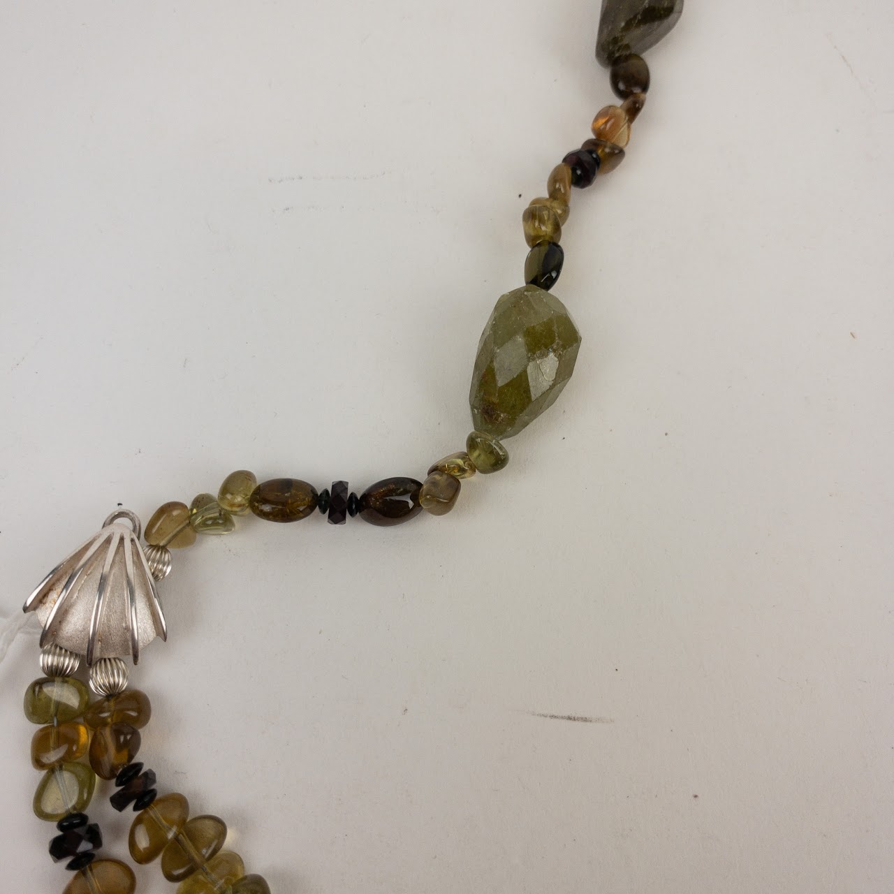 Green Garnet, Tourmaline,  Apatite & Sterling Silver Necklace