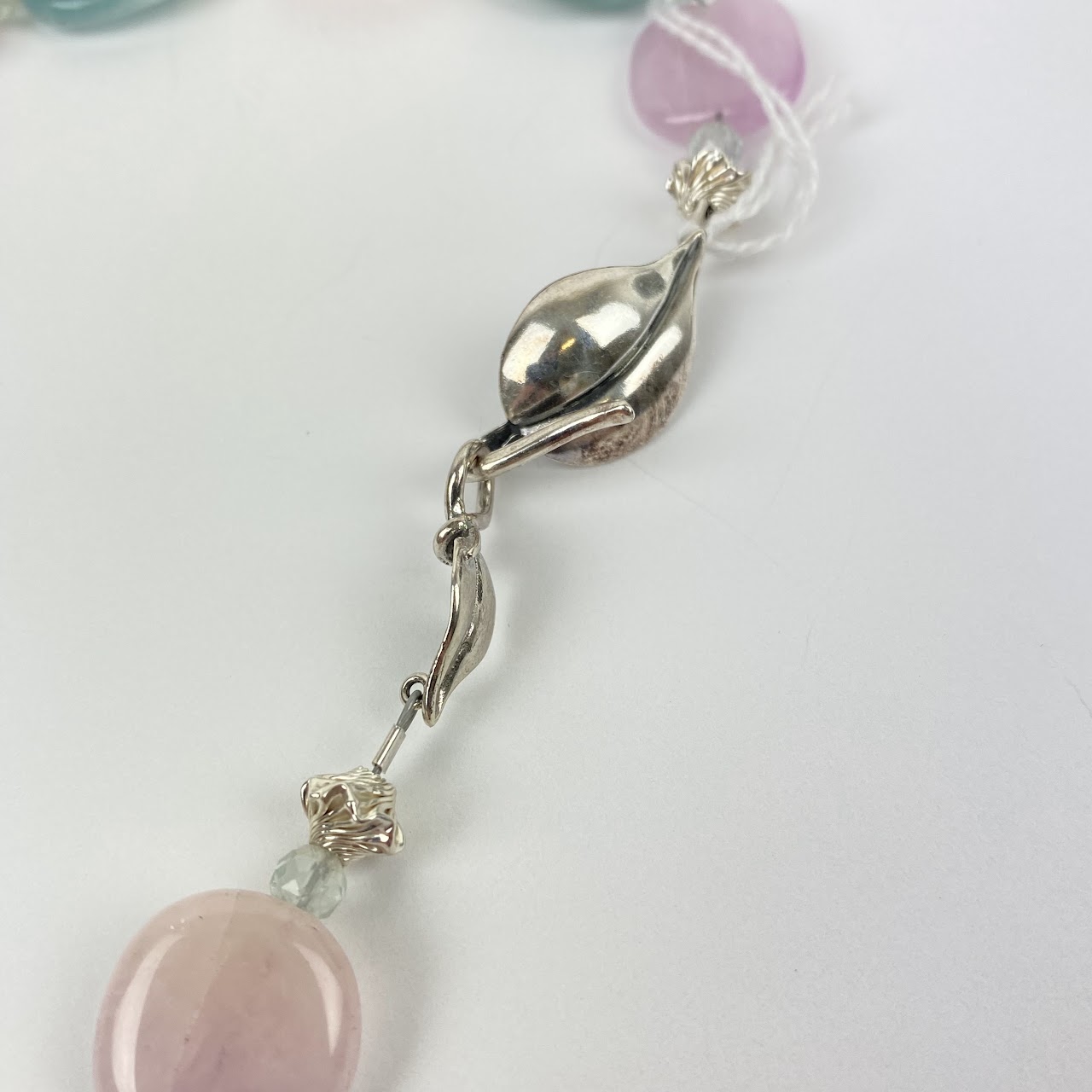 Beryl, Pink Morganite, Aquamarine & Sterling Silver Necklace