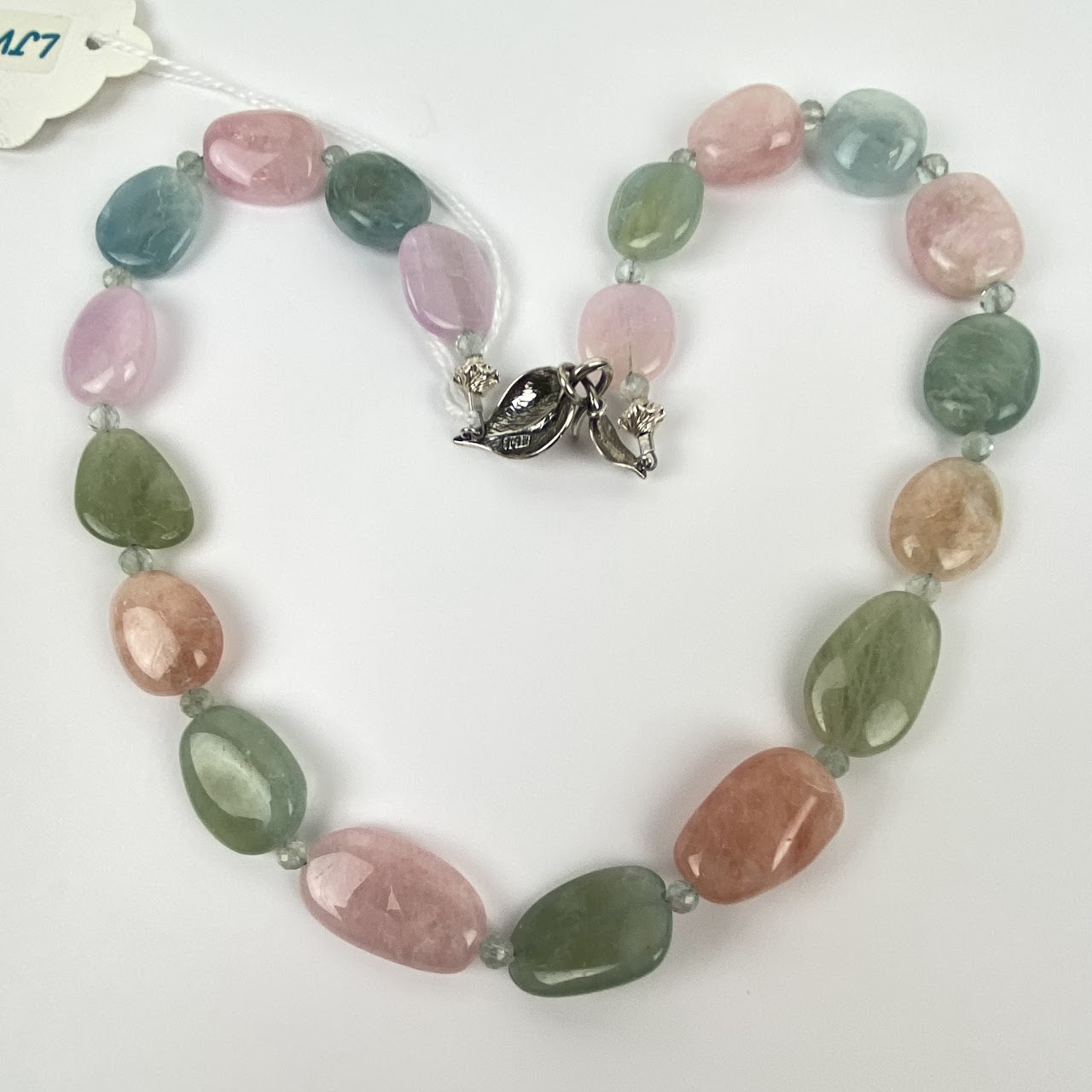 Beryl, Pink Morganite, Aquamarine & Sterling Silver Necklace