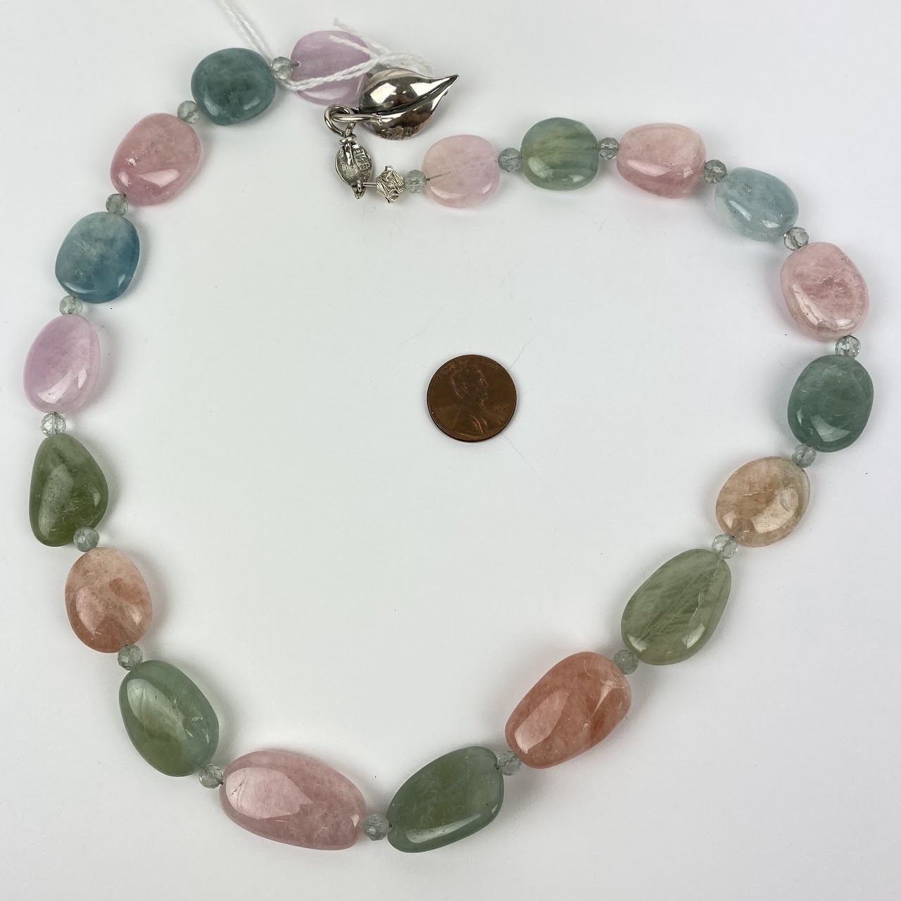 Beryl, Pink Morganite, Aquamarine & Sterling Silver Necklace