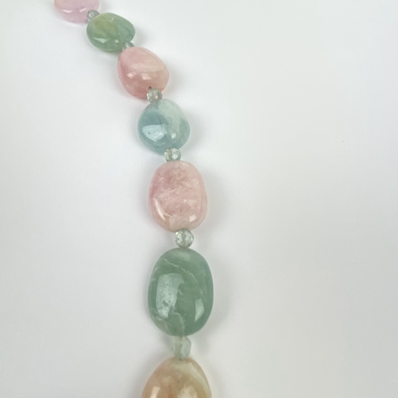 Beryl, Pink Morganite, Aquamarine & Sterling Silver Necklace