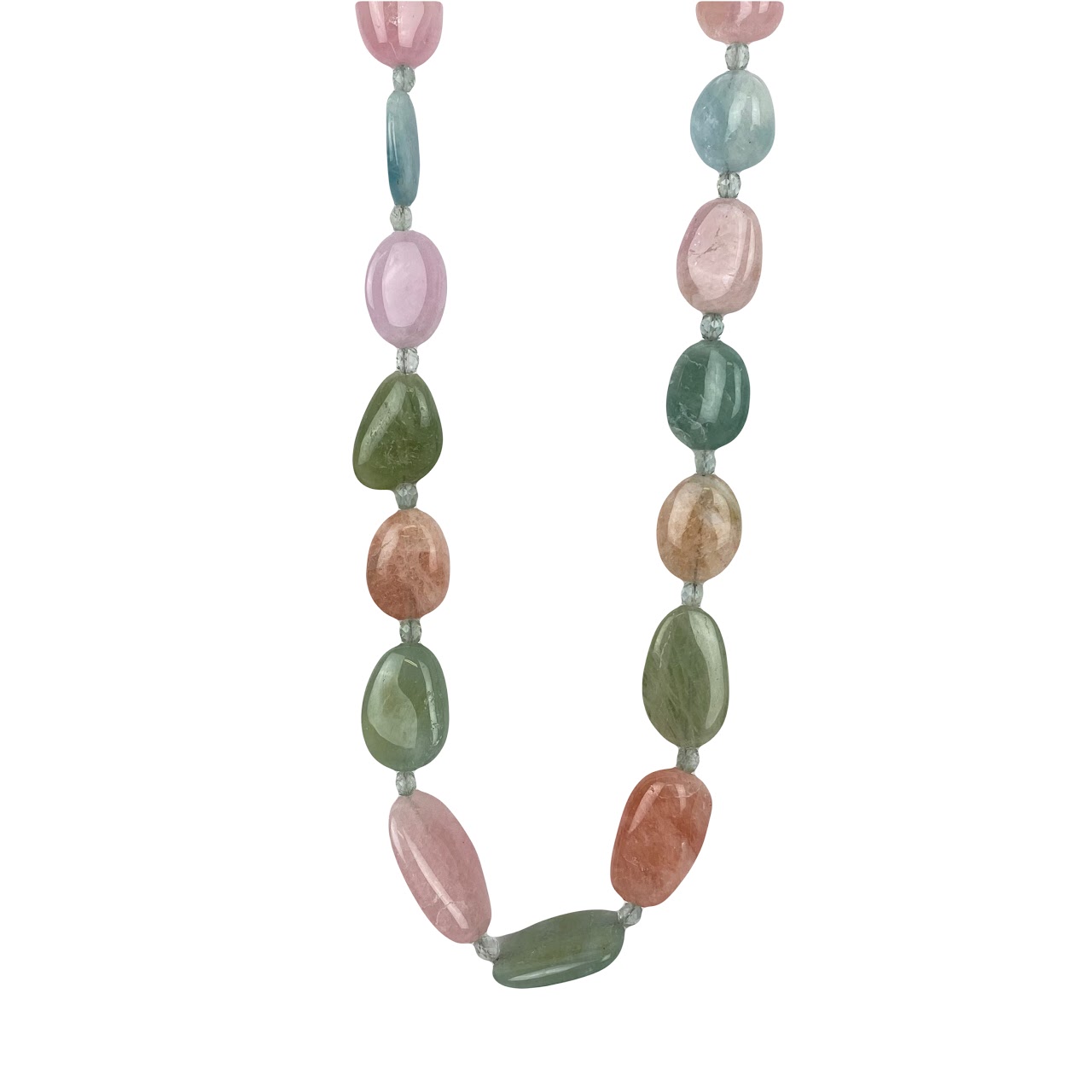 Beryl, Pink Morganite, Aquamarine & Sterling Silver Necklace