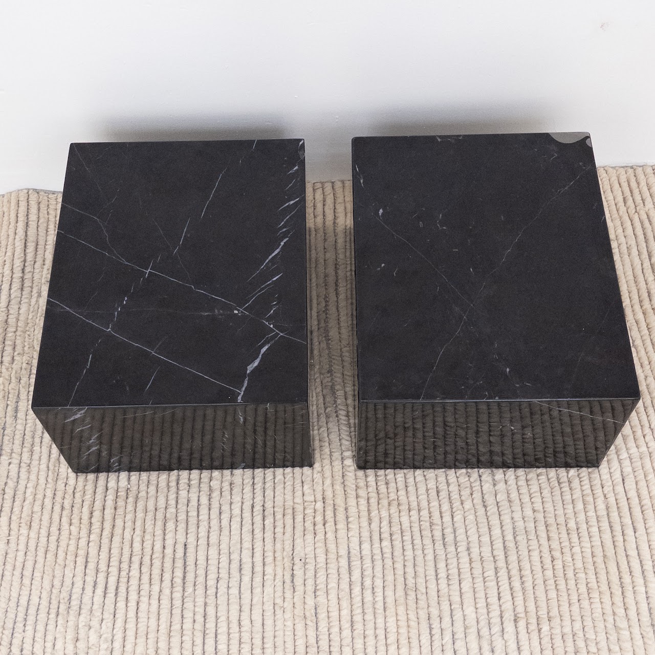 Black Marble Accent Table Pair