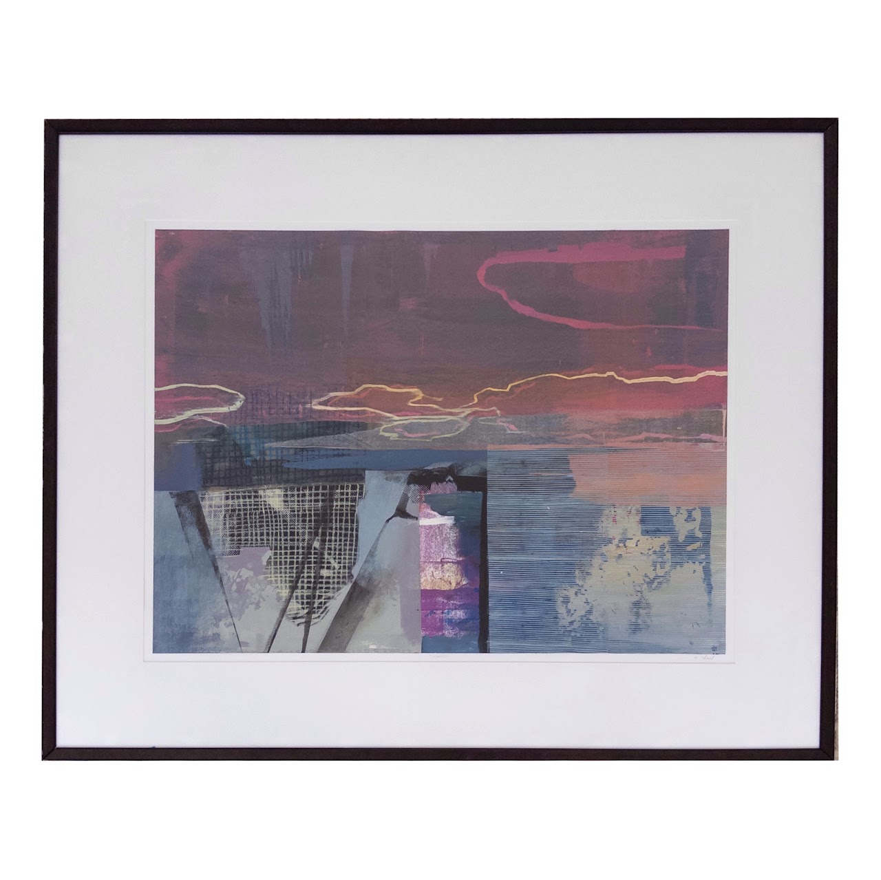 Signed Abstract Expressionist 'Clouds' Monotype