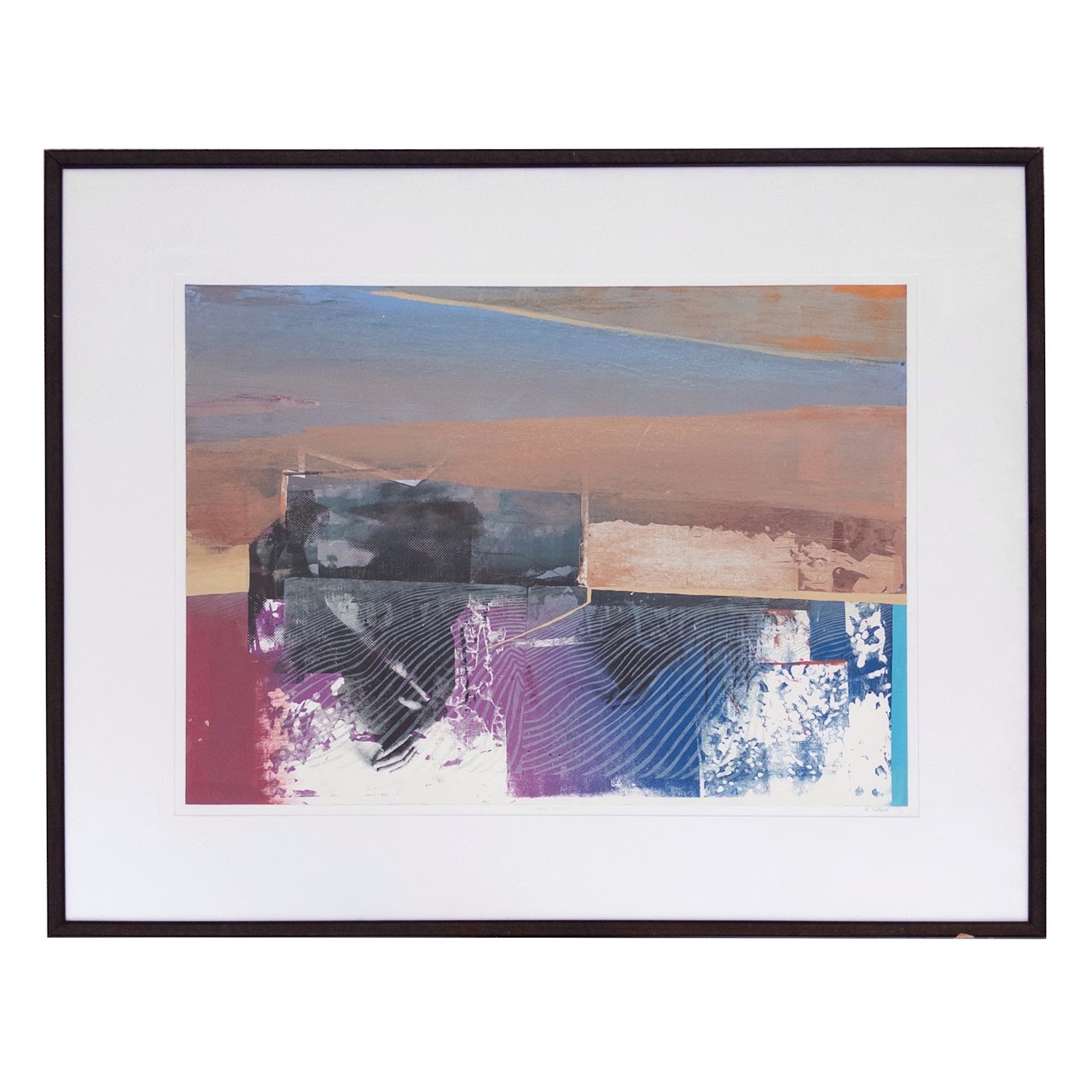 Signed Abstract Expressionist 'Prarie House' Monotype