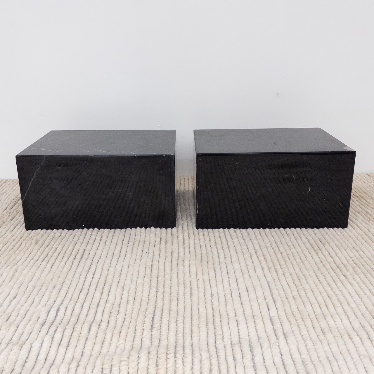 Black Marble Accent Table Pair