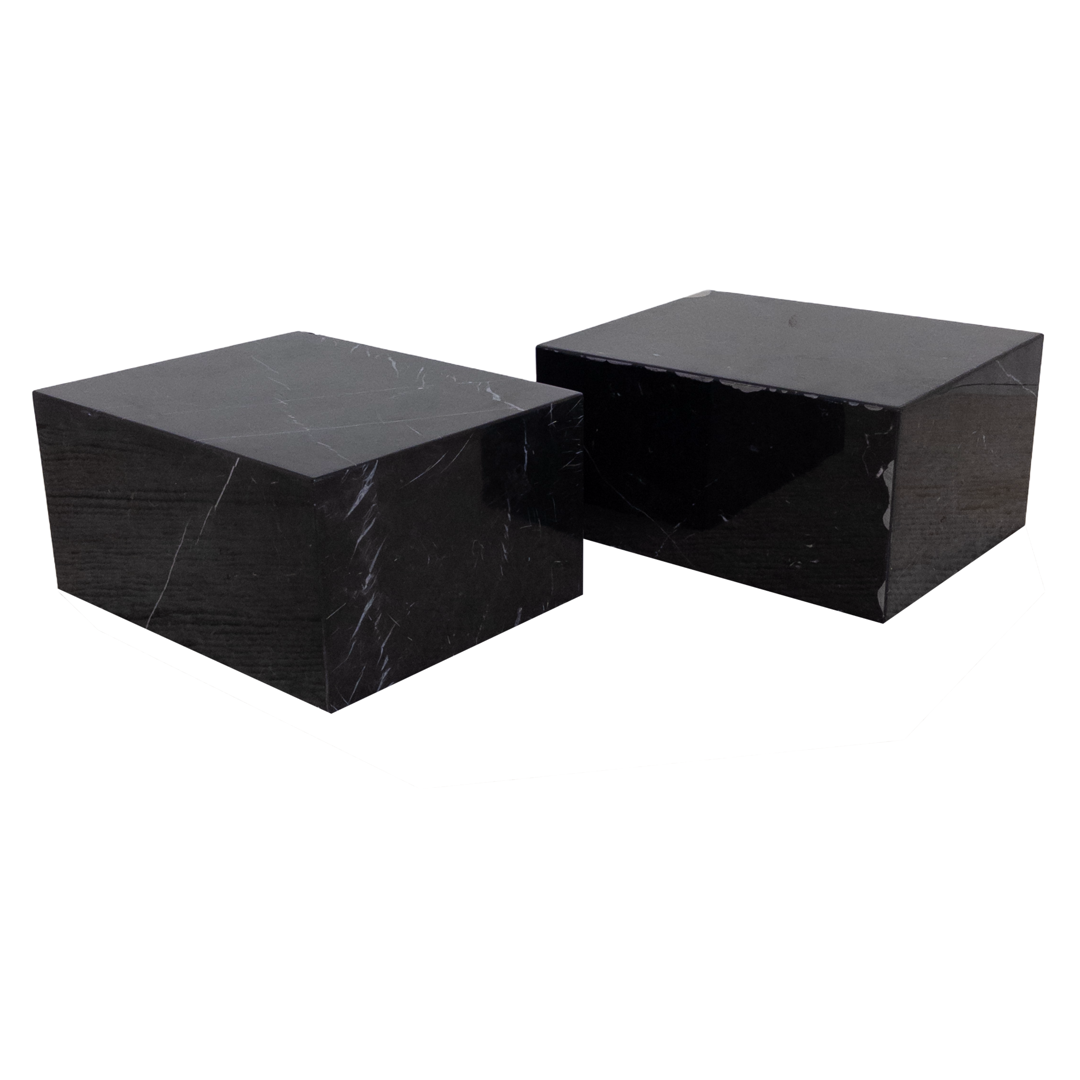 Black Marble Accent Table Pair