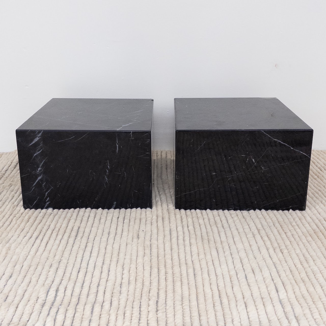 Black Marble Accent Table Pair