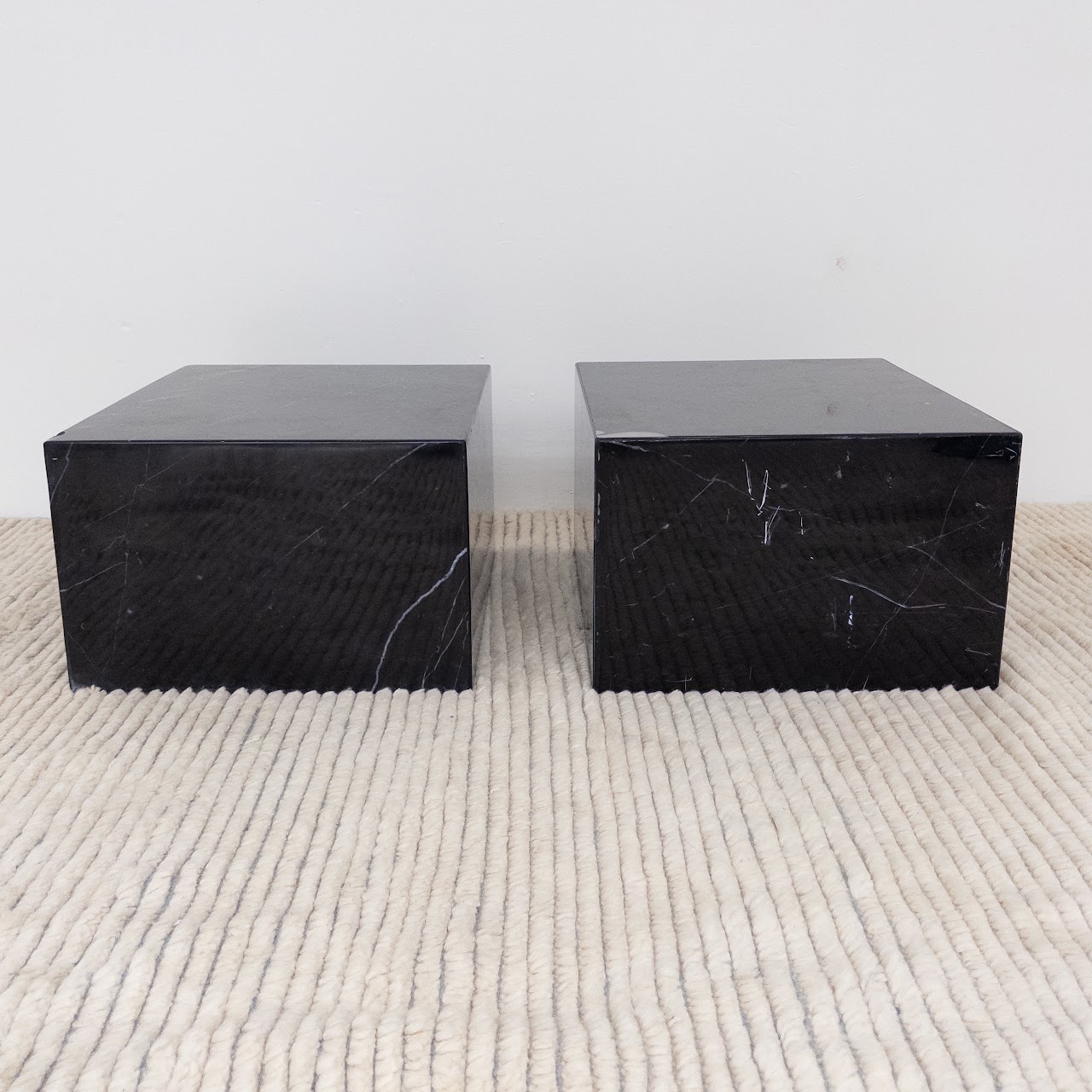 Black Marble Accent Table Pair