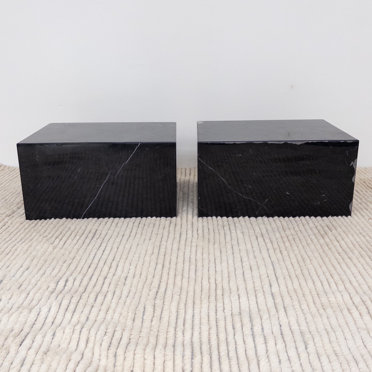 Black Marble Accent Table Pair