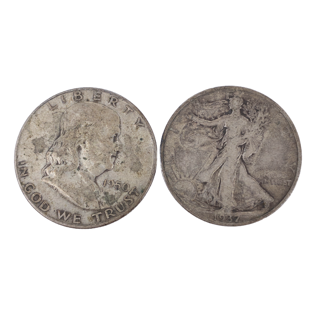 Walking Liberty Half Dollar and Franklin Half Dollar Duo