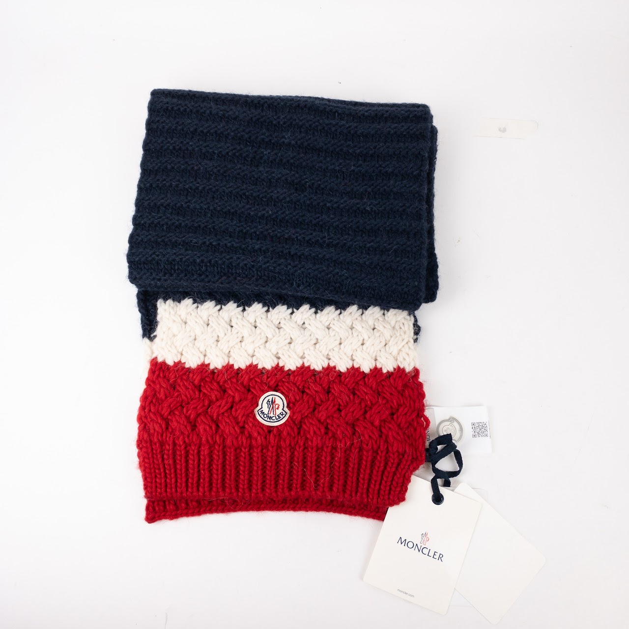 Moncler Wide Knit Scarf with Tags