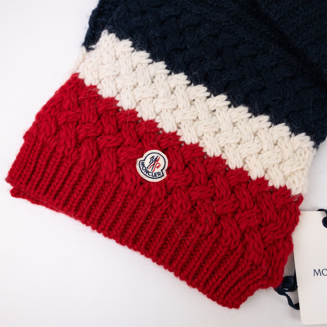 Moncler Wide Knit Scarf with Tags