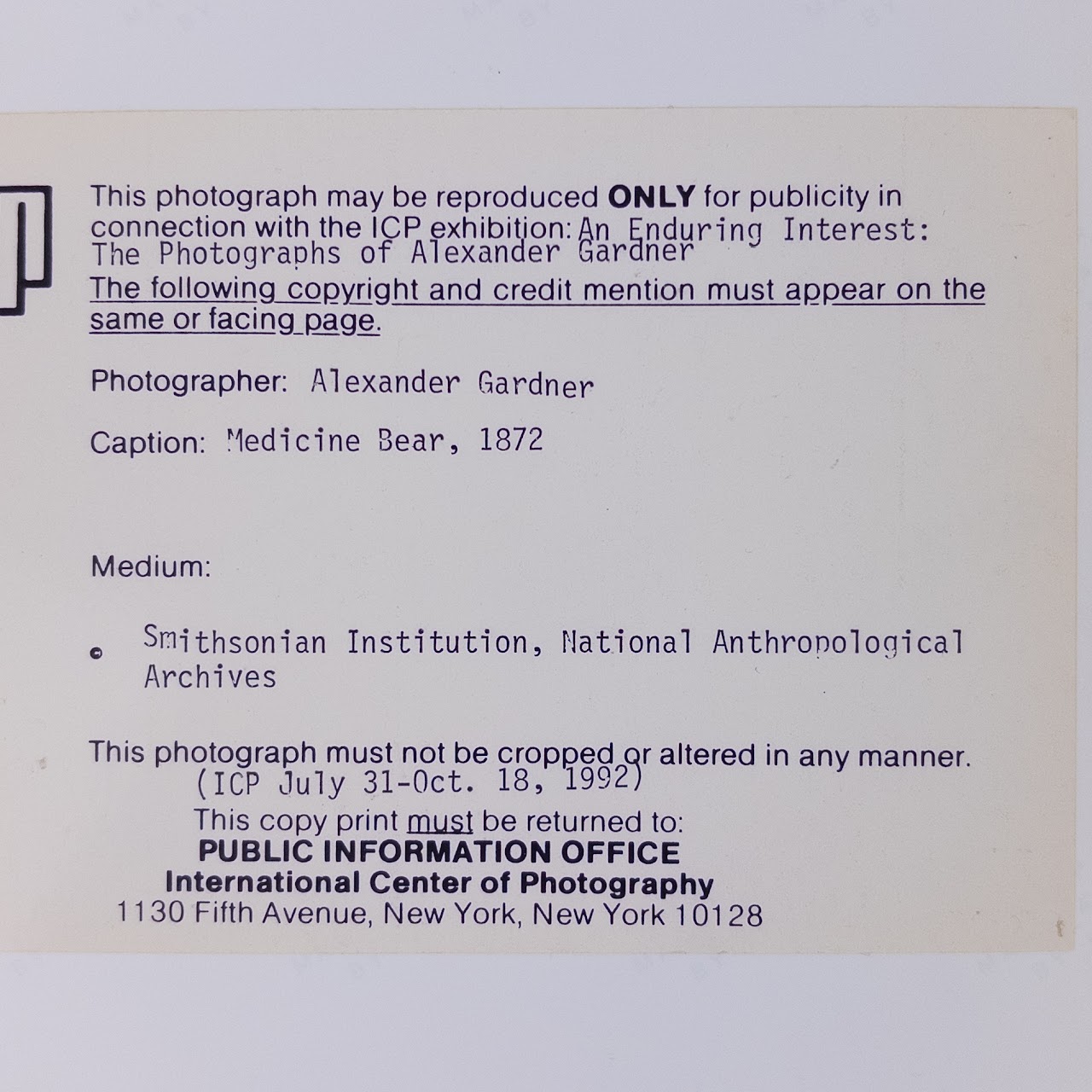 Lot of Nine Photographs from the Public Information Office of the International Center of Photography