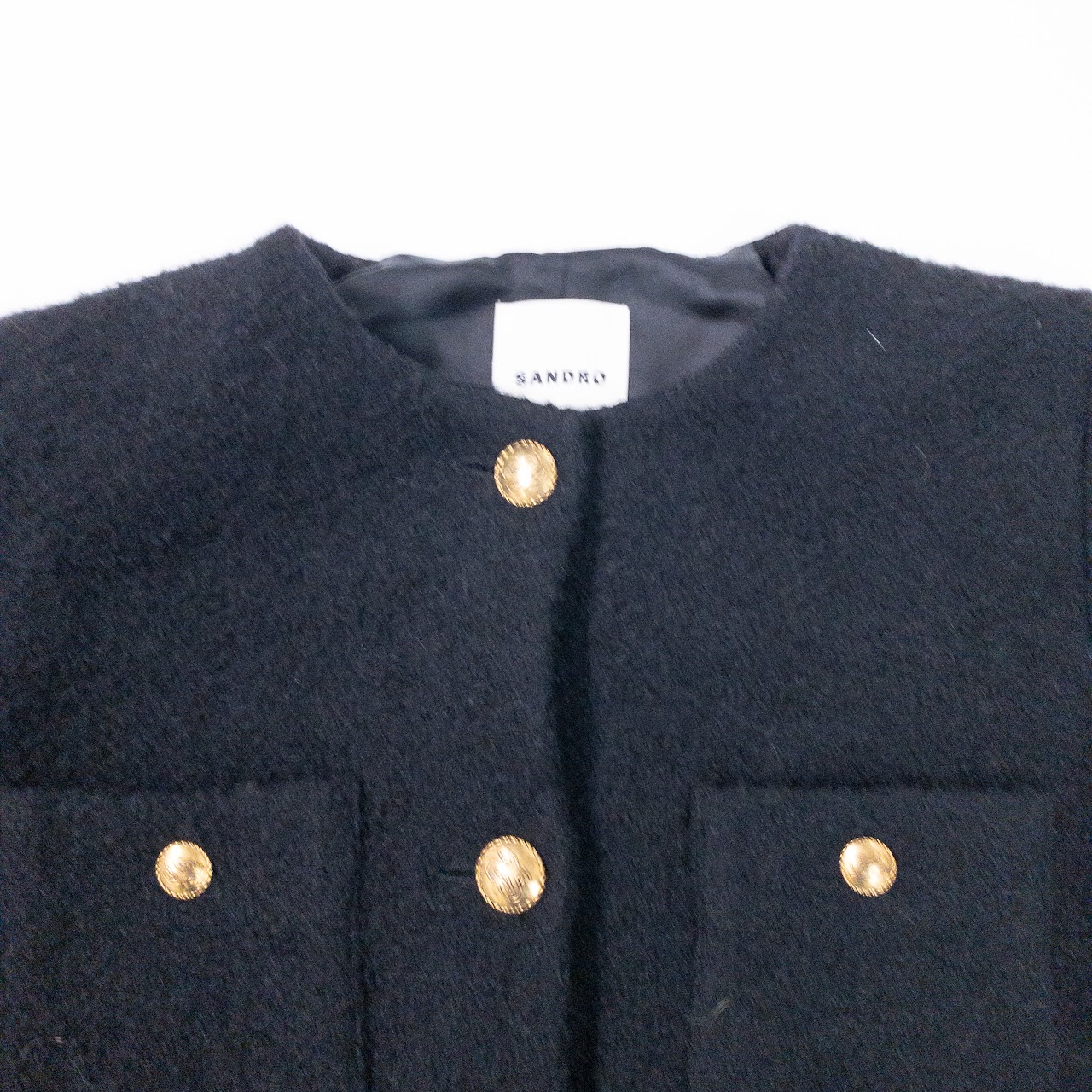 Sandro Wool Bouclé Long Coat