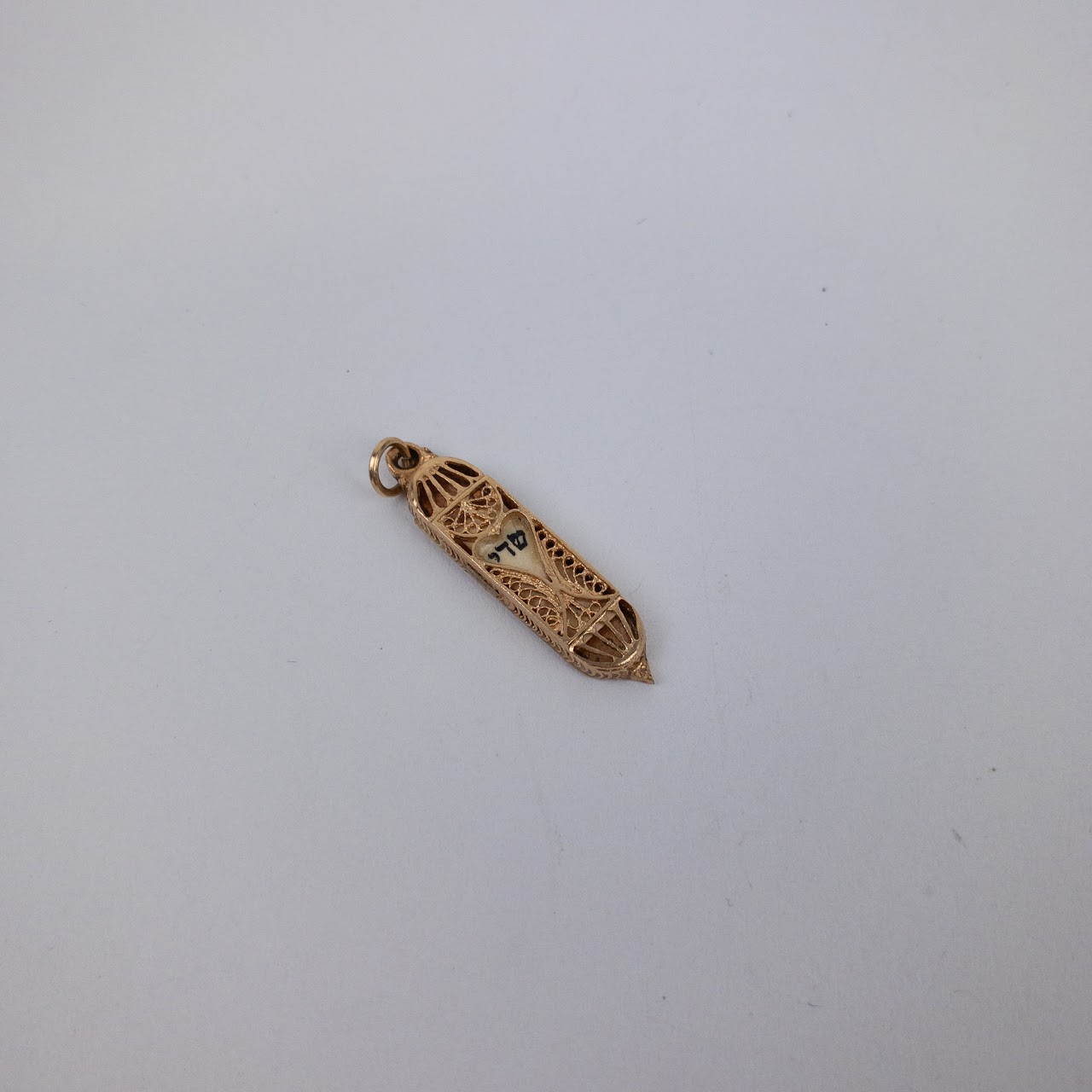 14K Gold Mezuzah Pendant