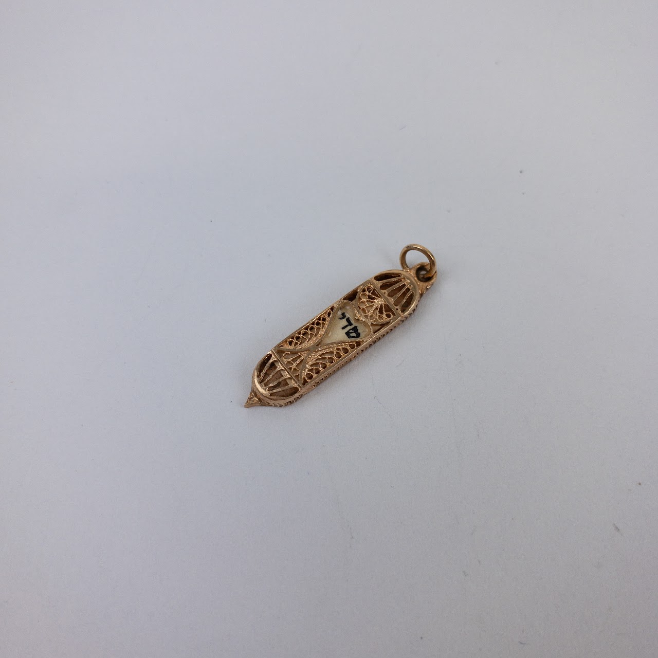 14K Gold Mezuzah Pendant