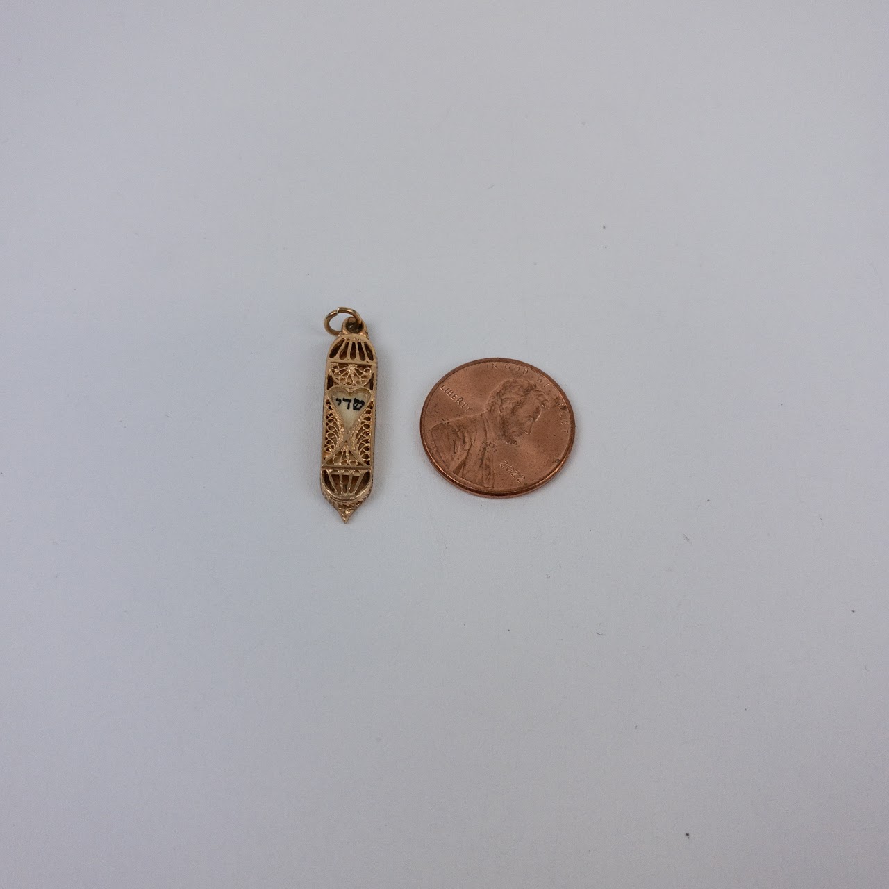 14K Gold Mezuzah Pendant