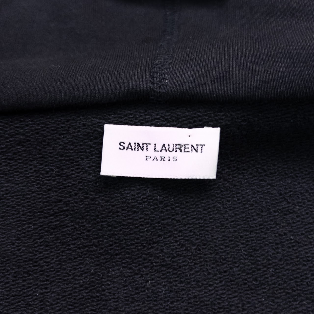 Saint Laurent Leather Trimmed Zip Up Hoodie