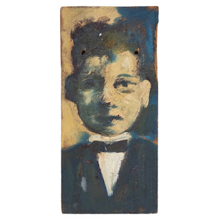 Signed Formally Dressed Boy Small Oil Painting