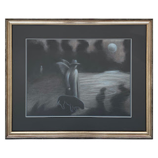 Robert Batterton Signed Charcoal and Chalk Drawing