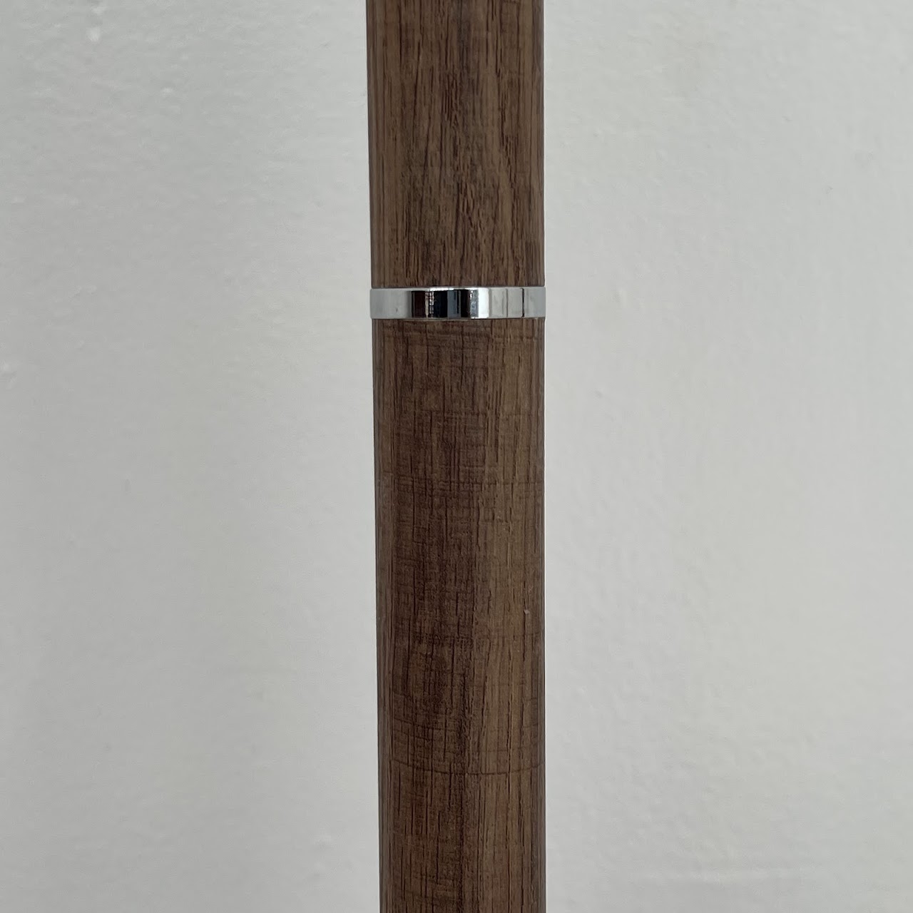 Polished Metal and Wood Floor Lamp Pair