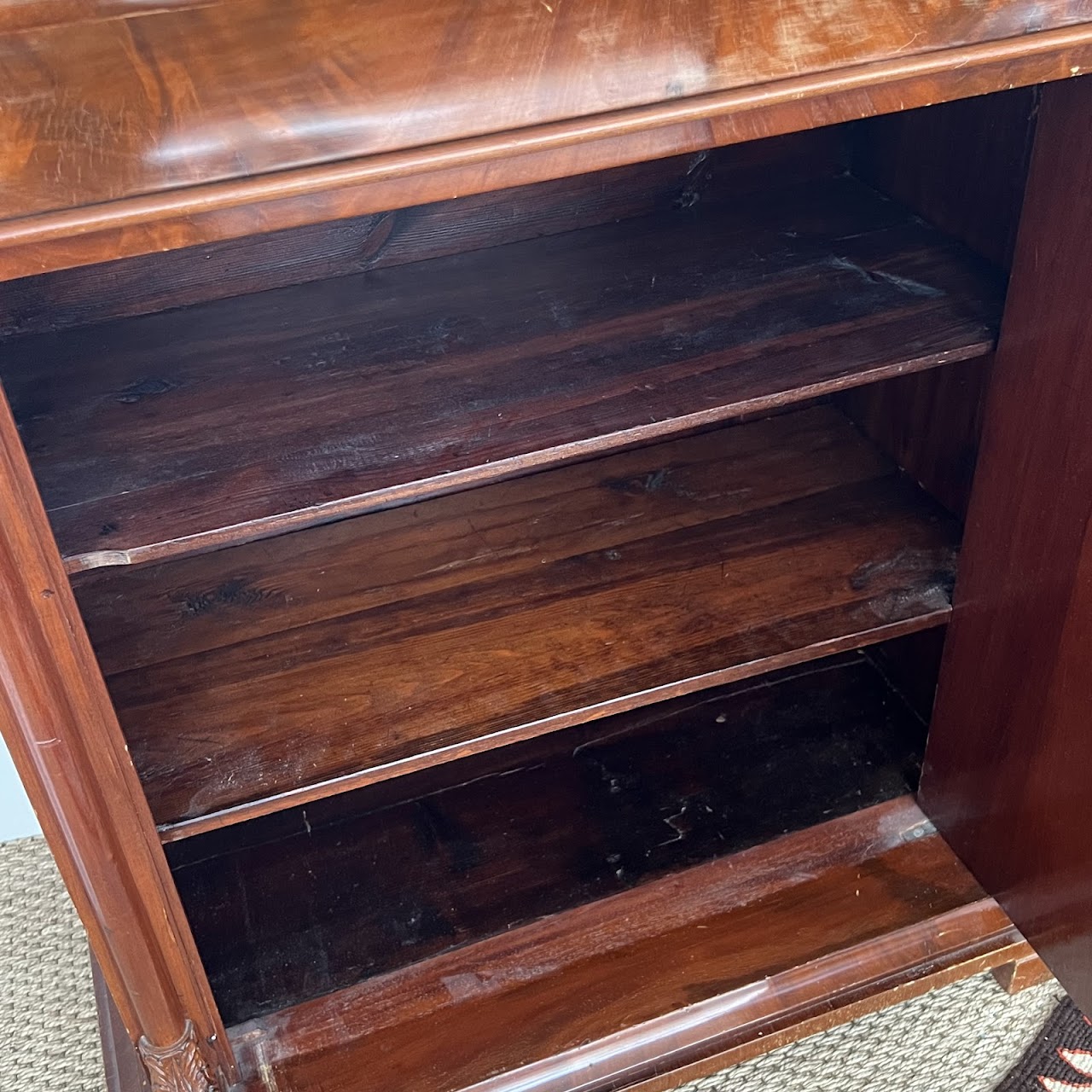 Late 19th-Early 20th C. Flame Mahogany Pier Cabinet