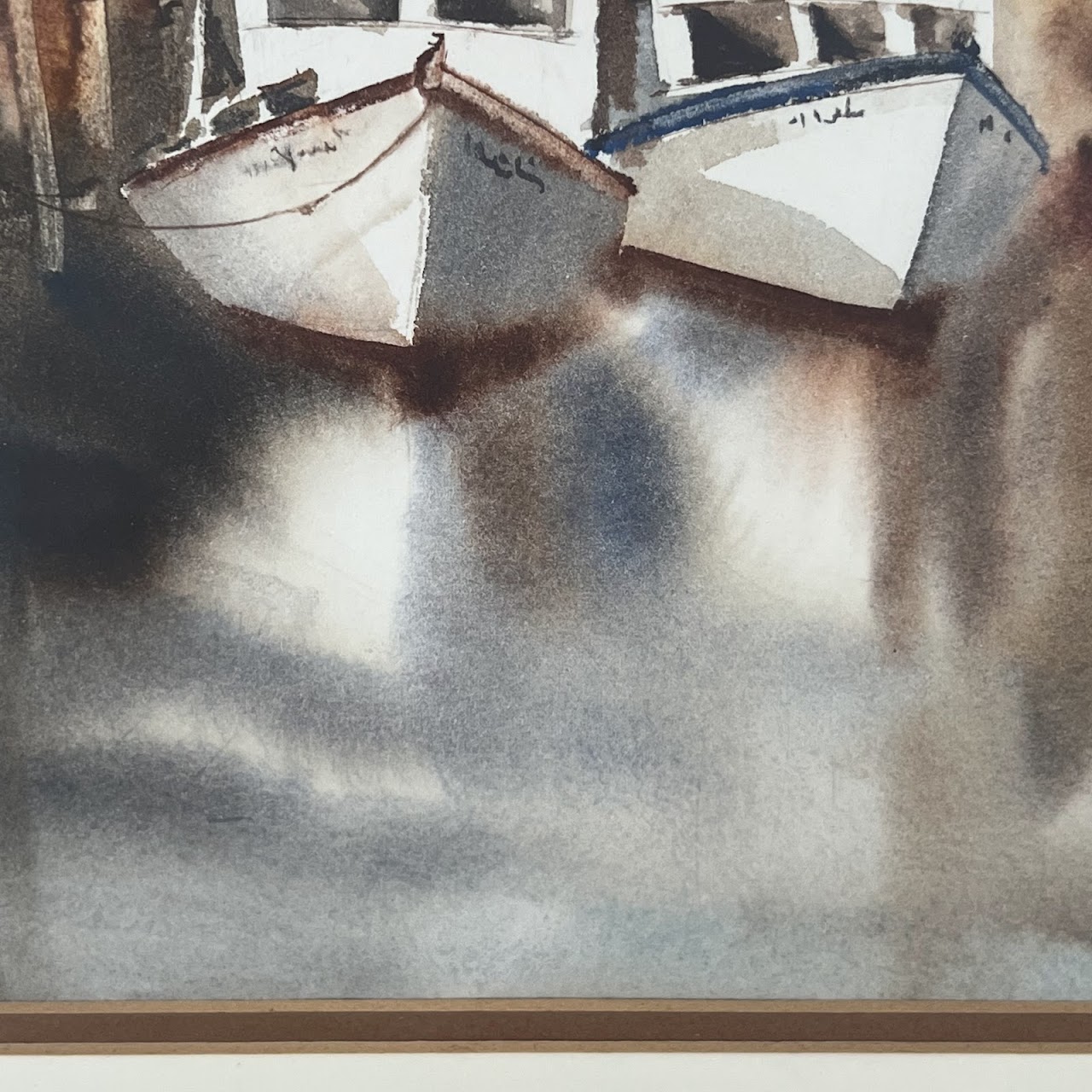 Boats at Dock Watercolor Painting