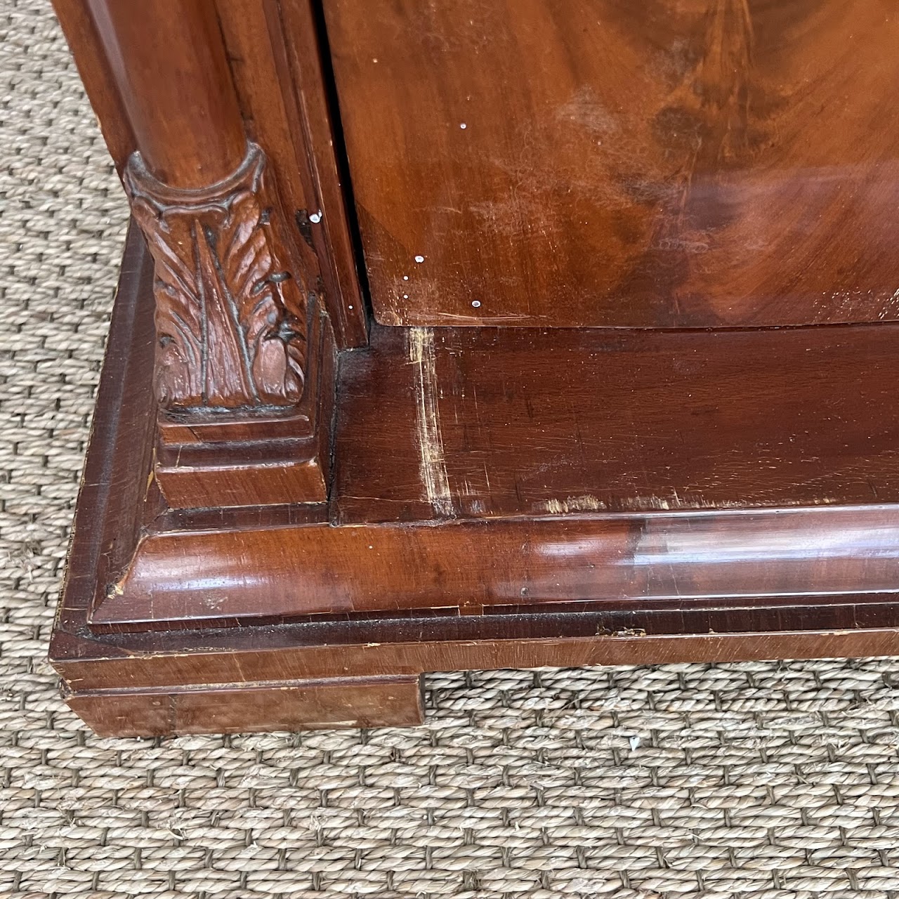 Late 19th-Early 20th C. Flame Mahogany Pier Cabinet