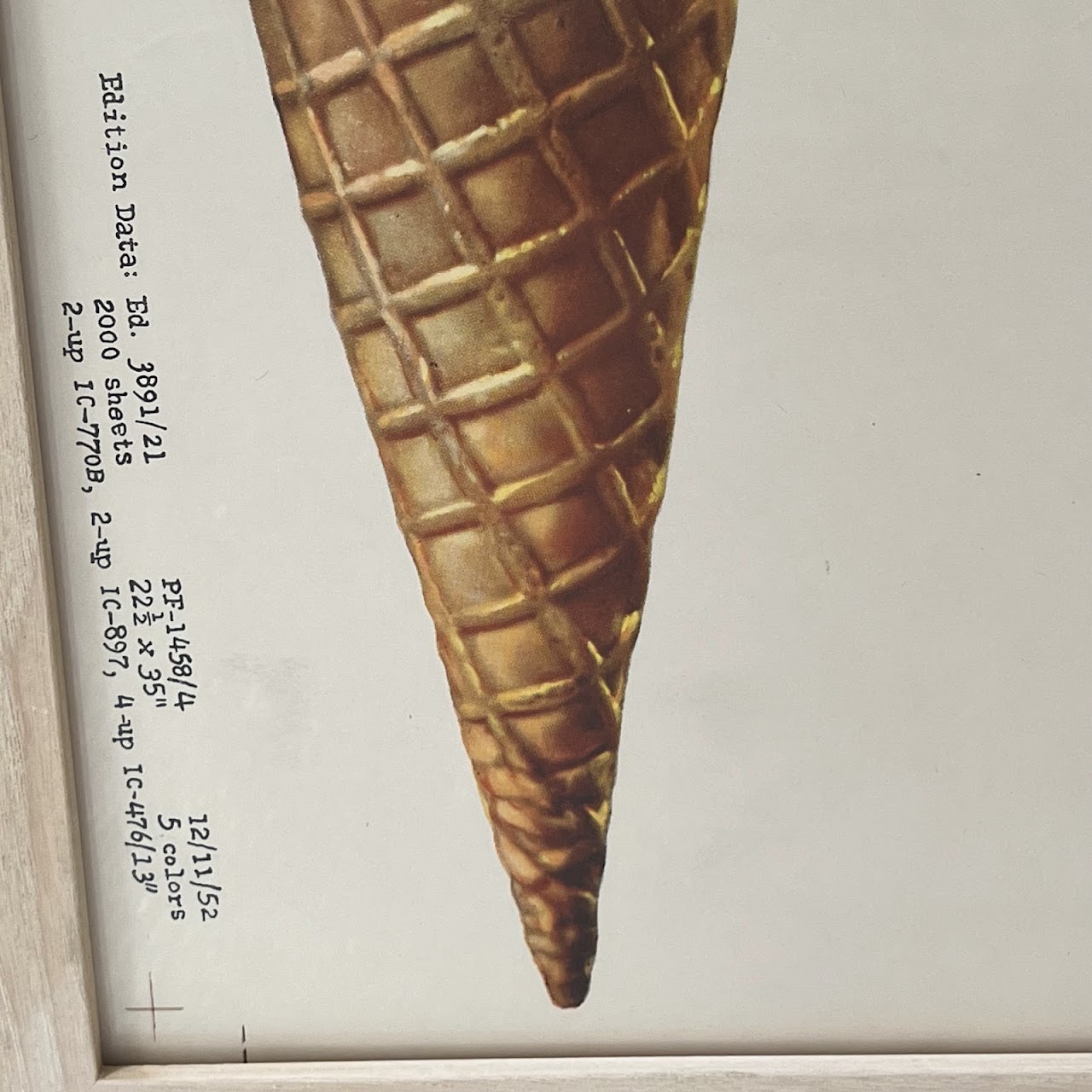 1950s Uncut Ice Cream Cone Advertising Art Decal Sheet