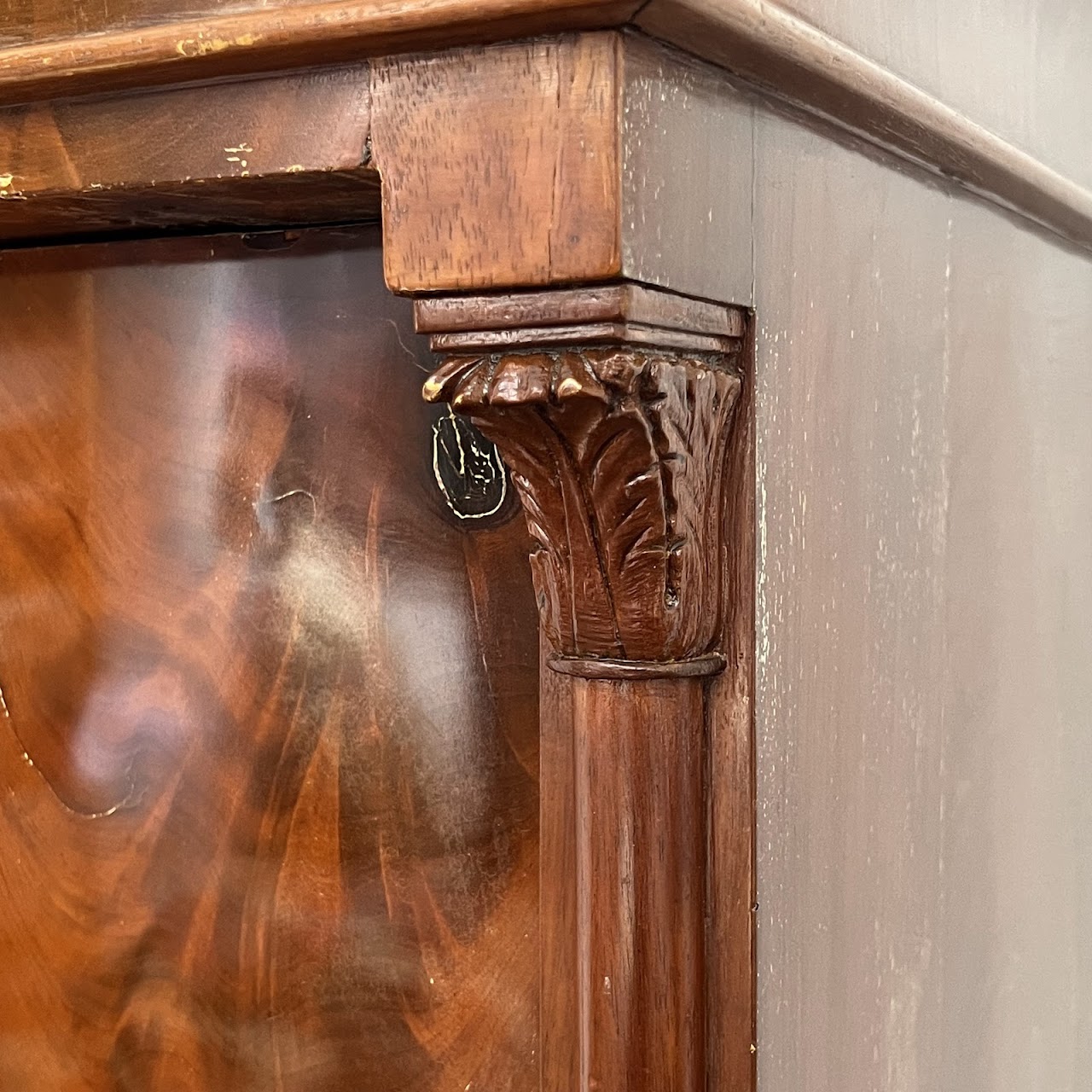 Late 19th-Early 20th C. Flame Mahogany Pier Cabinet