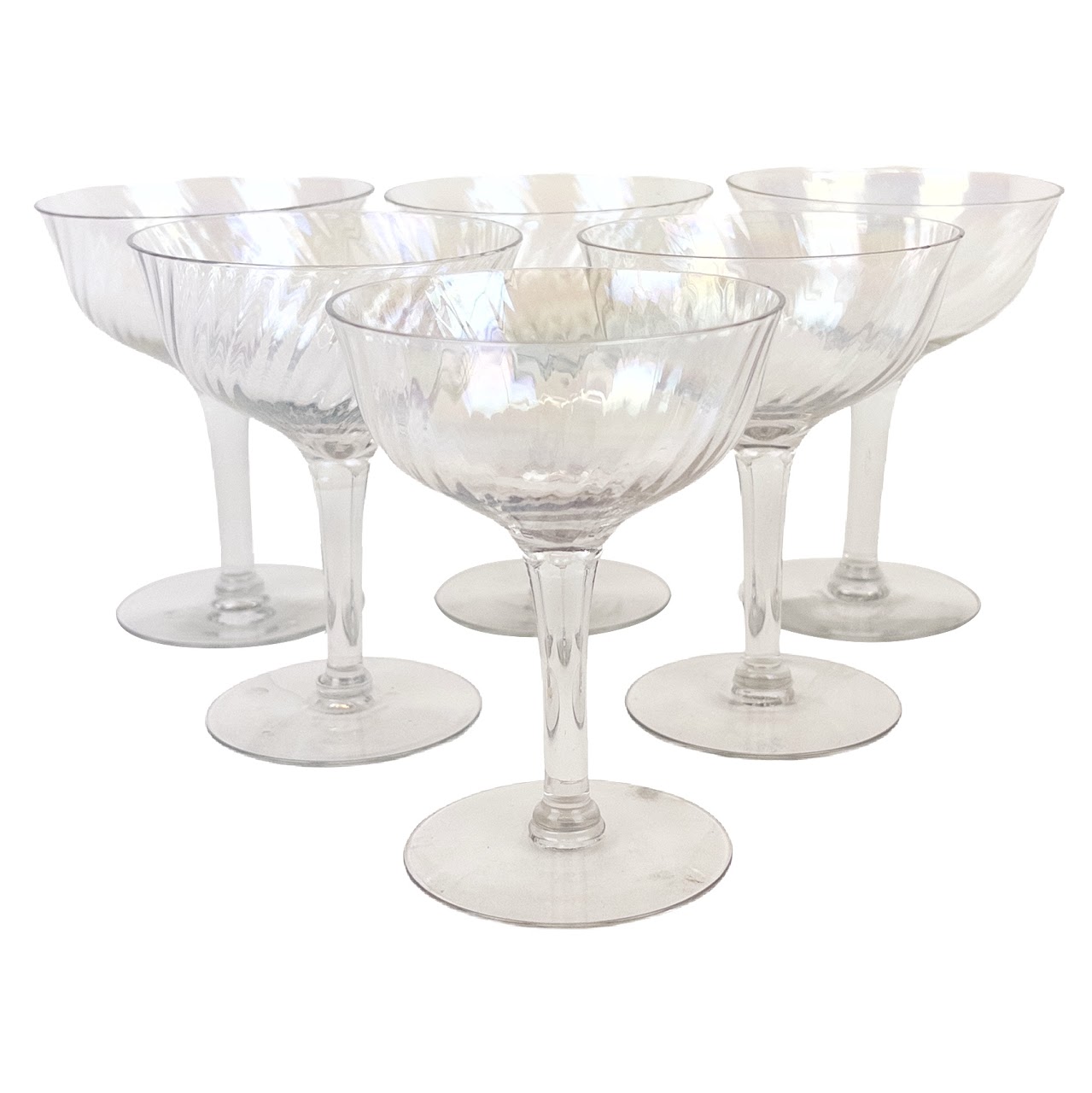 Vintage Iridescent Glass Coupe Set of Six