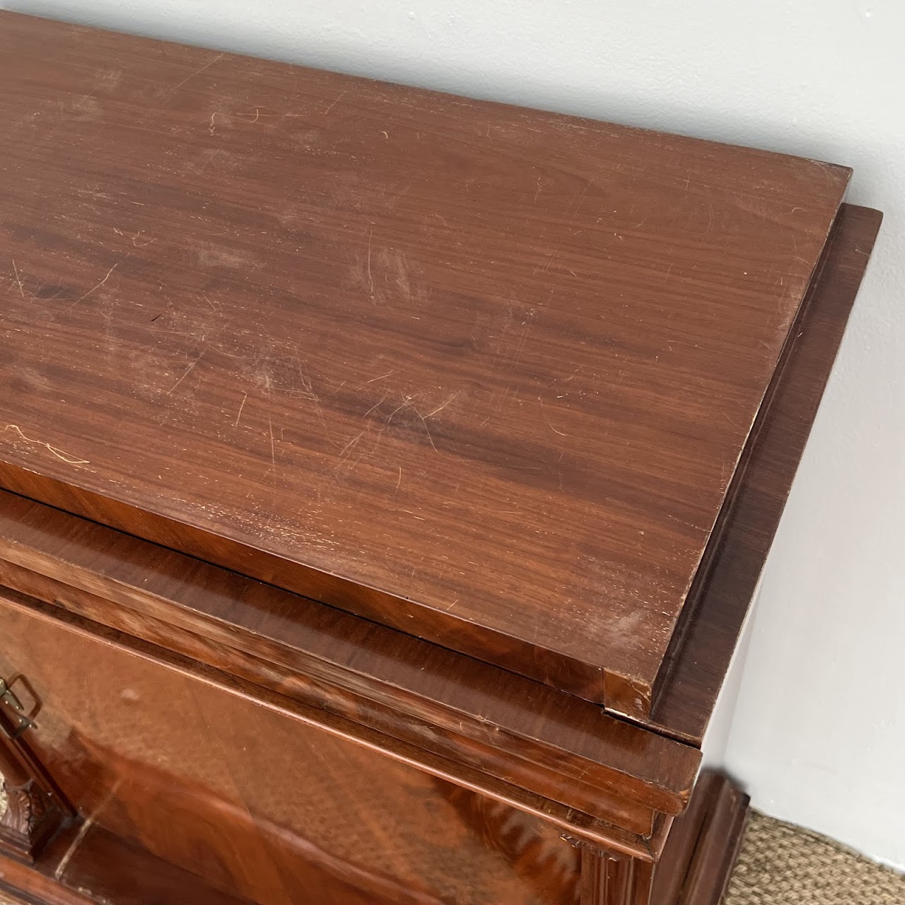 Late 19th-Early 20th C. Flame Mahogany Pier Cabinet