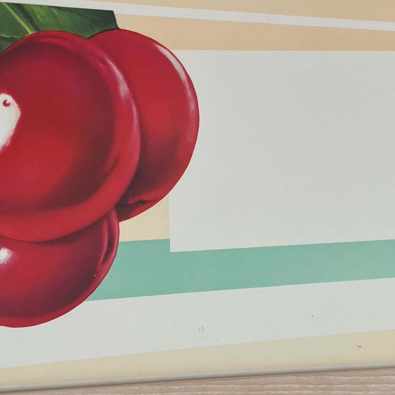 1950s Uncut Cherries Advertising Art Decal Sheet