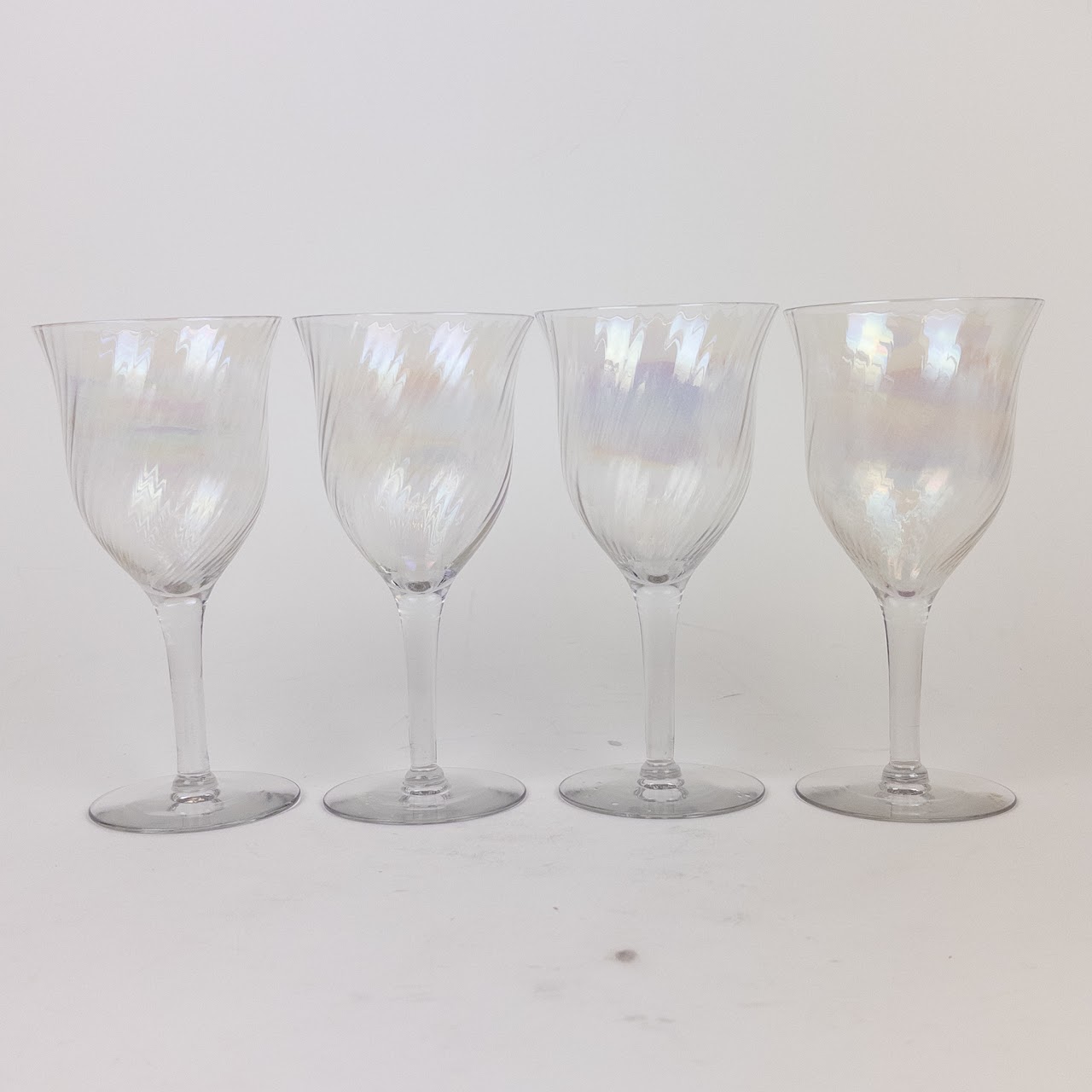 Vintage Iridescent Glass Goblet Set of Four