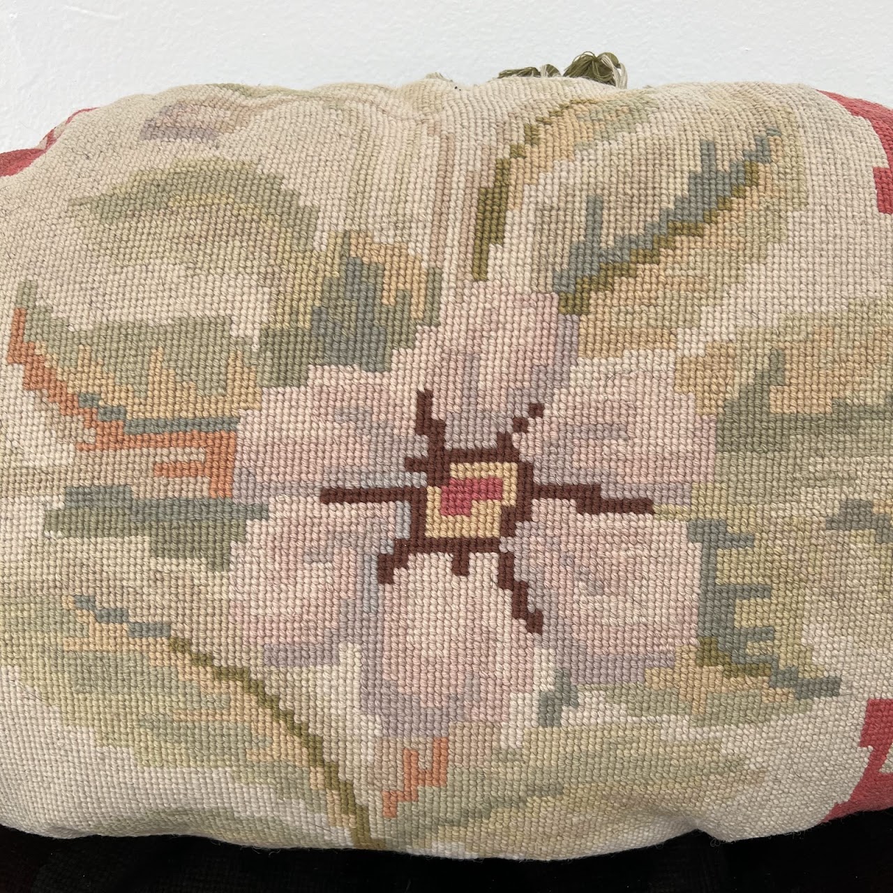 Tasseled Aubusson Style Vintage Oval Pillow