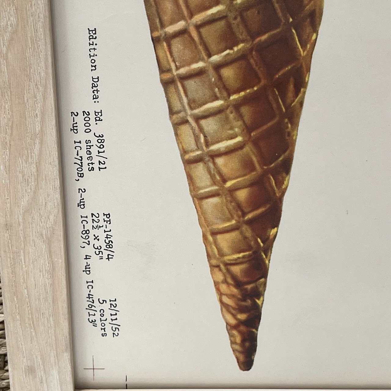 1950s Uncut Ice Cream Cone Advertising Art Decal Sheet