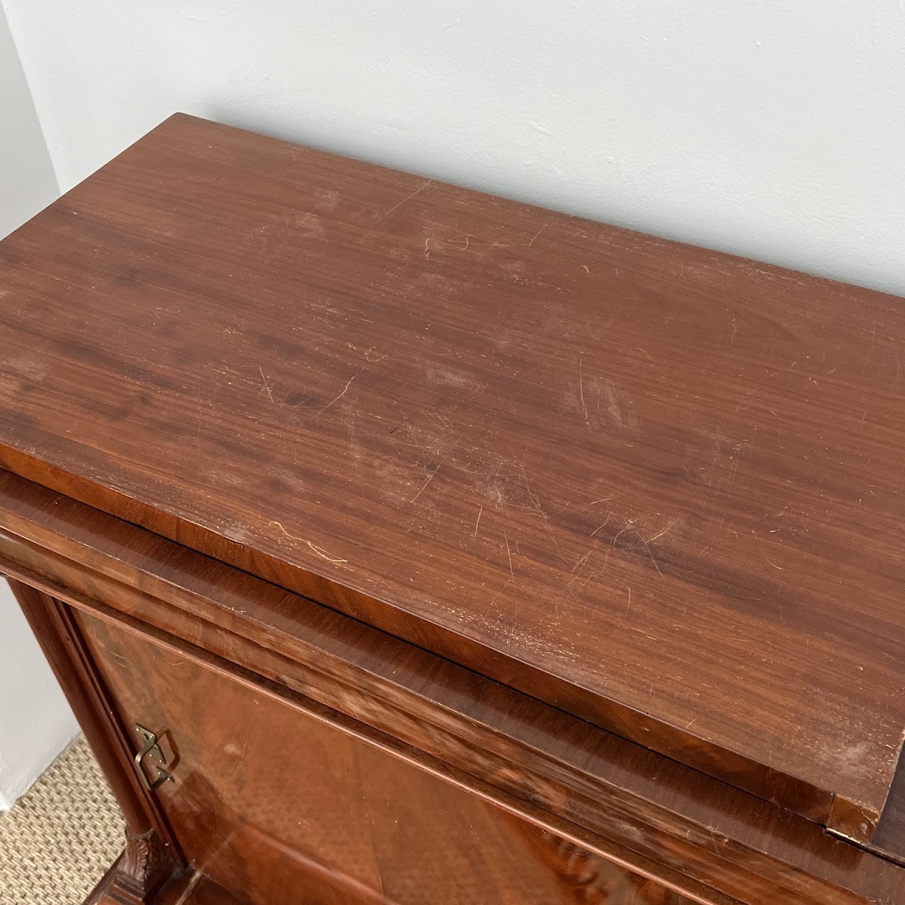 Late 19th-Early 20th C. Flame Mahogany Pier Cabinet