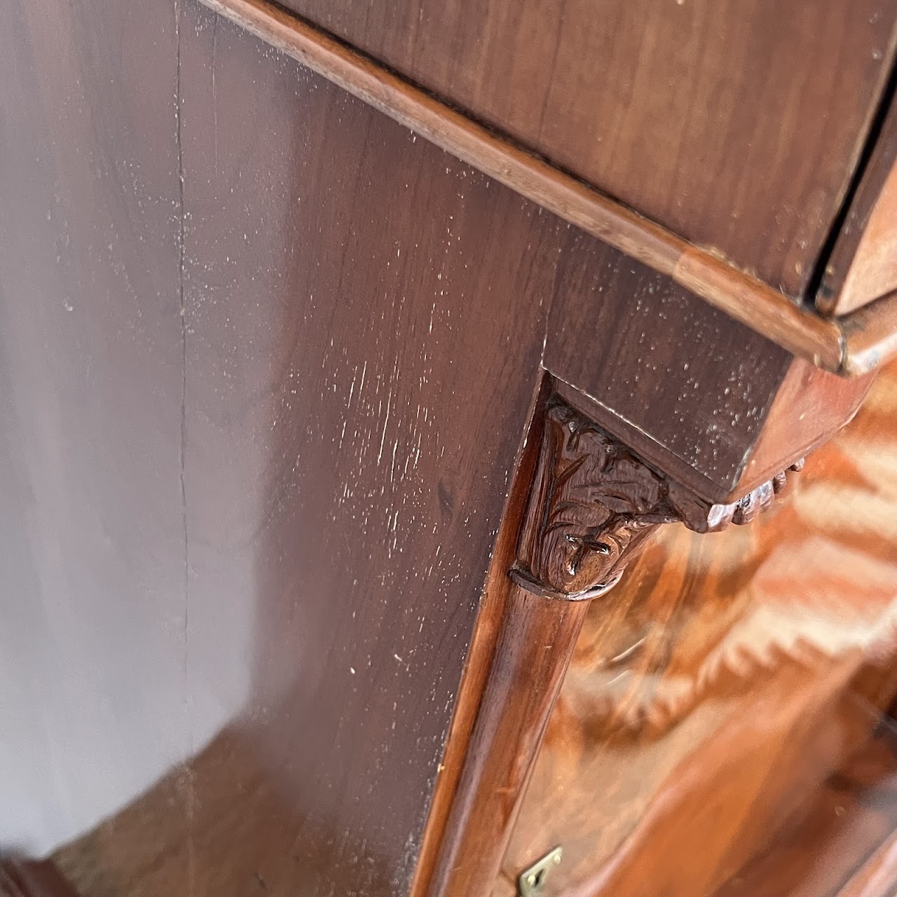 Late 19th-Early 20th C. Flame Mahogany Pier Cabinet