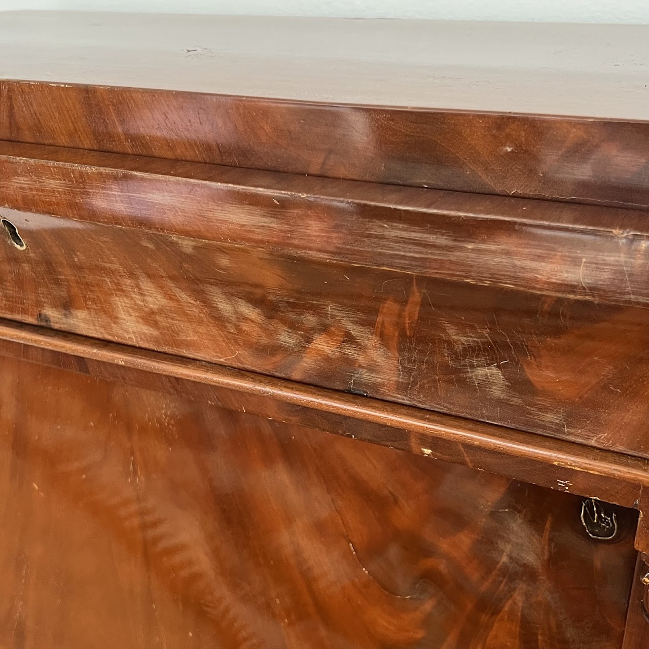 Late 19th-Early 20th C. Flame Mahogany Pier Cabinet