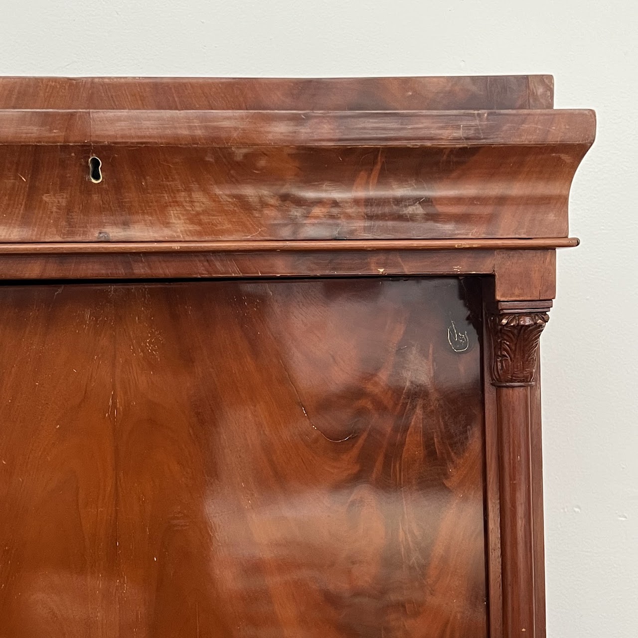 Late 19th-Early 20th C. Flame Mahogany Pier Cabinet