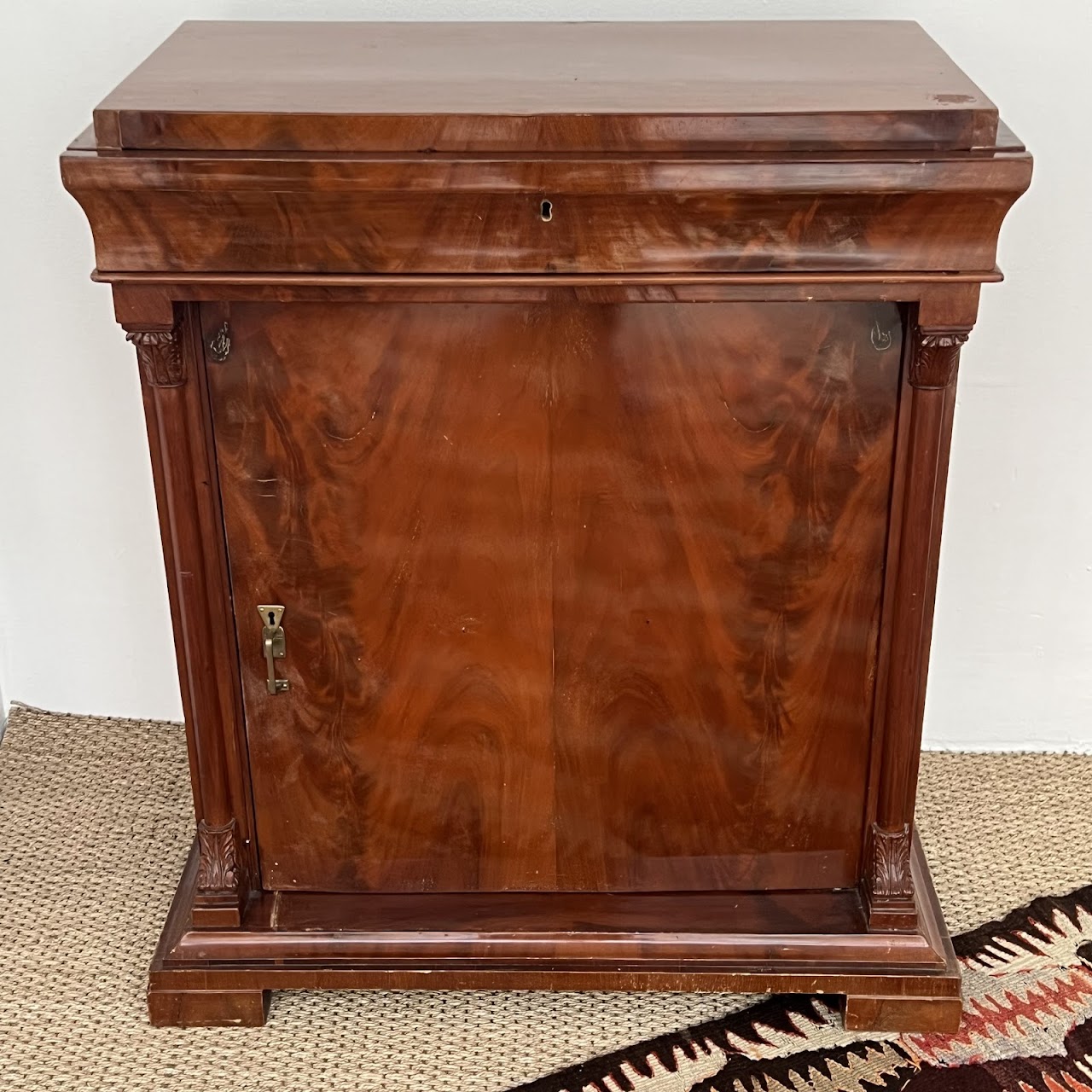 Late 19th-Early 20th C. Flame Mahogany Pier Cabinet