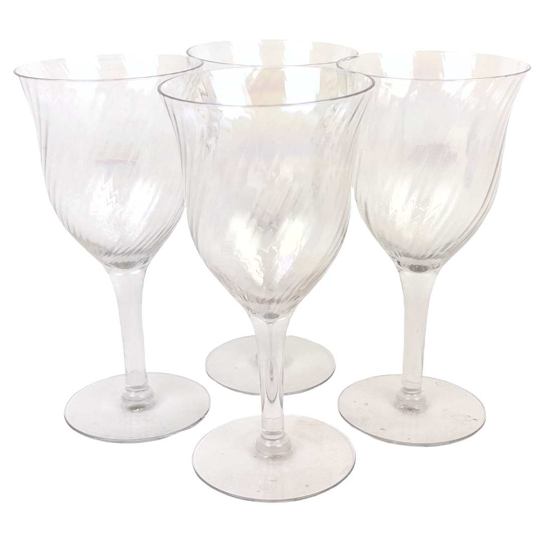 Vintage Iridescent Glass Goblet Set of Four