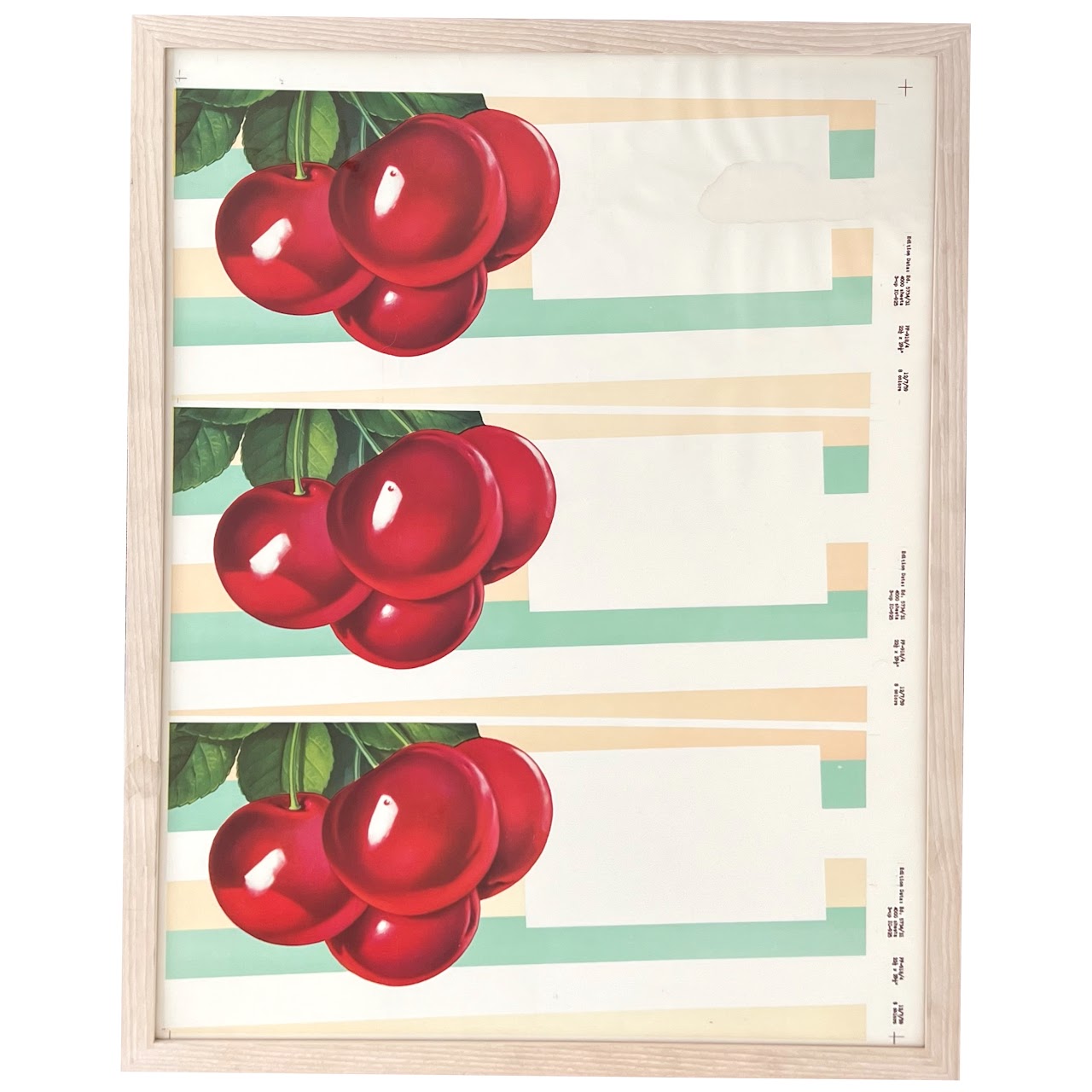 1950s Uncut Cherries Advertising Art Decal Sheet