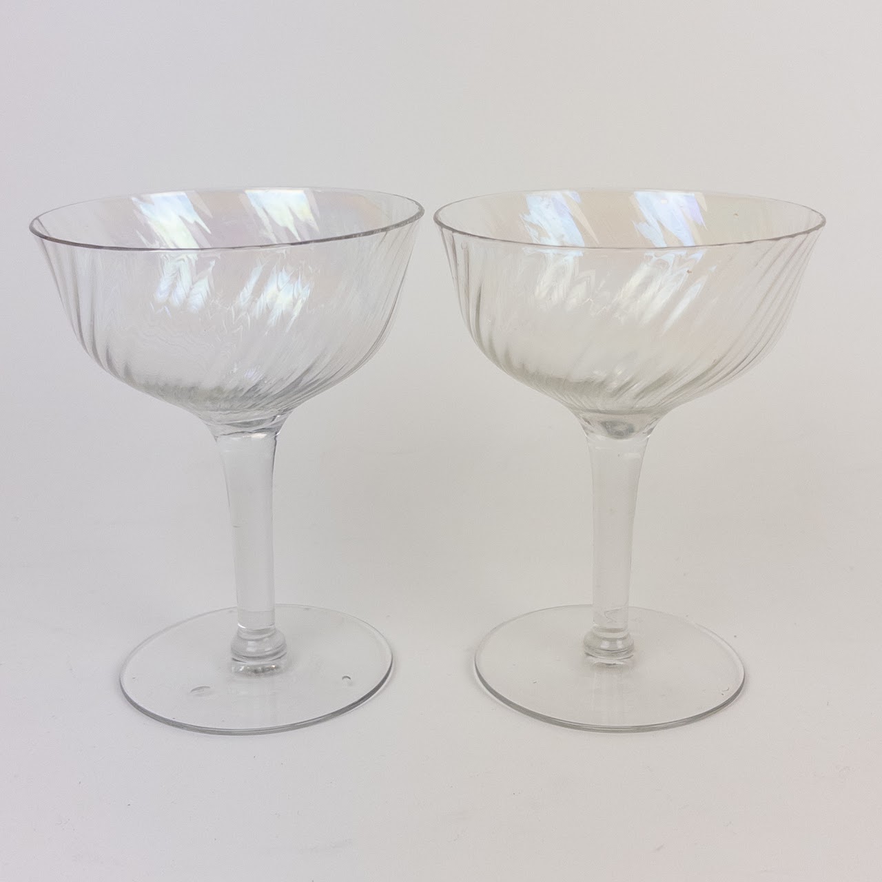 Vintage Iridescent Glass Coupe Set of Six