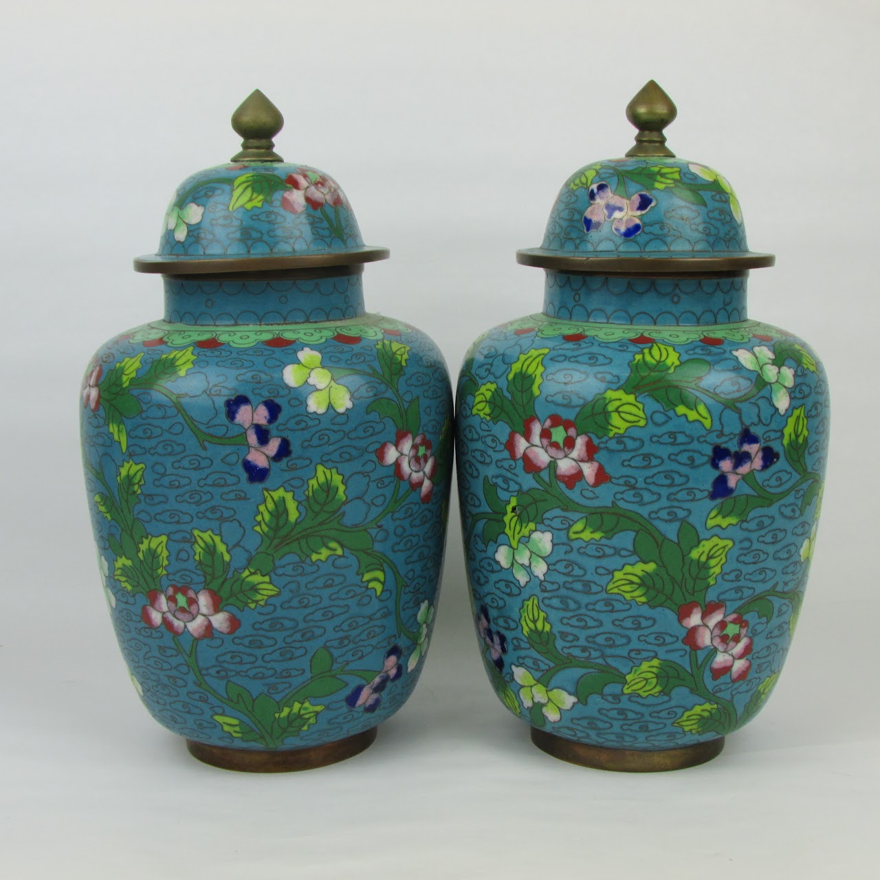 Cloisonné Lidded Jar Pair