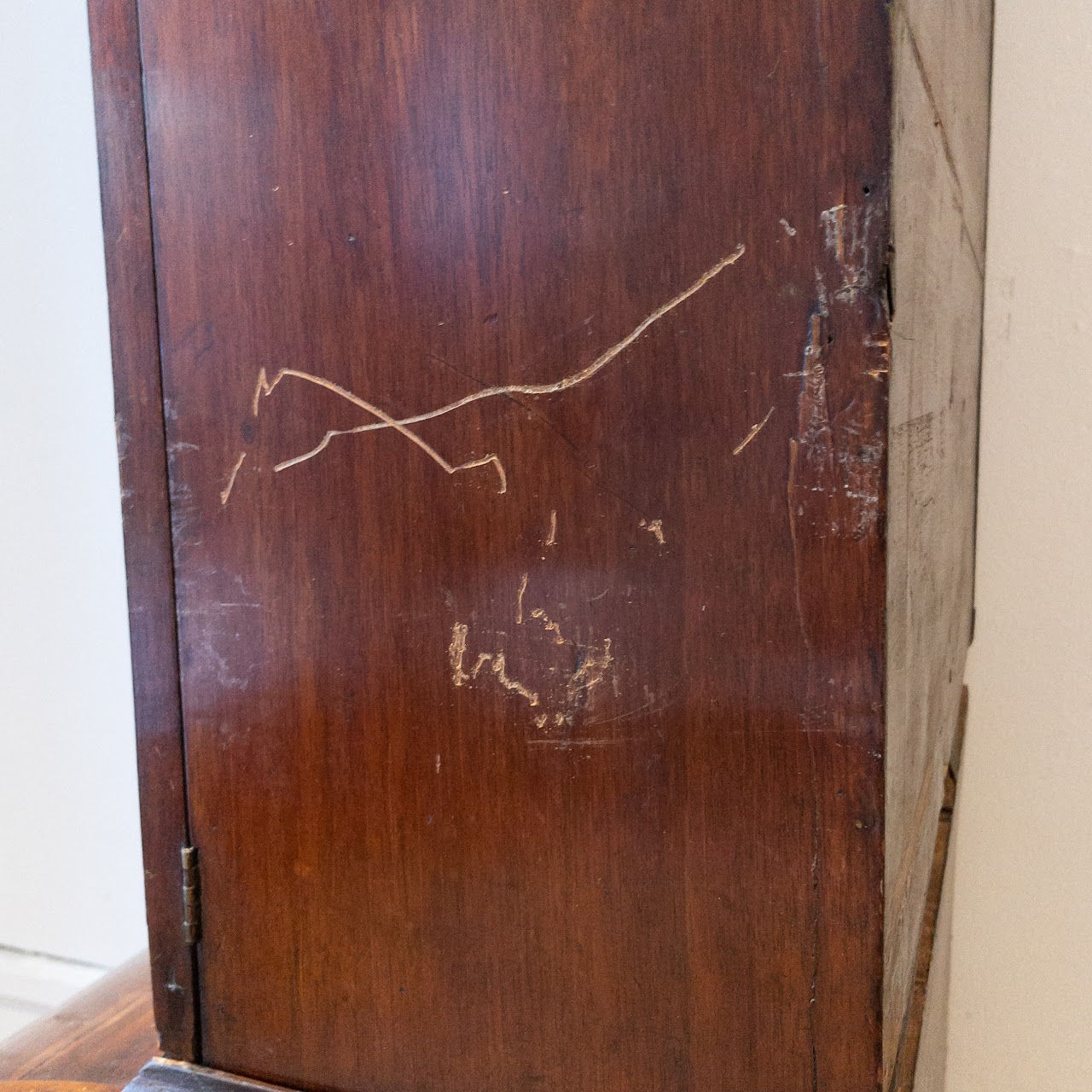 Antique Roll Front Secretary With Flame Mahogany Veneers