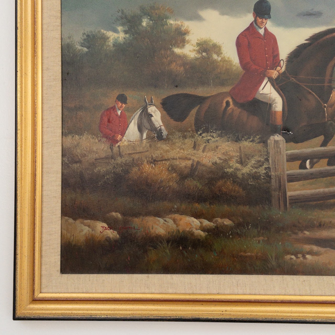 Jack Smith Signed Hunting Scene Oil Painting