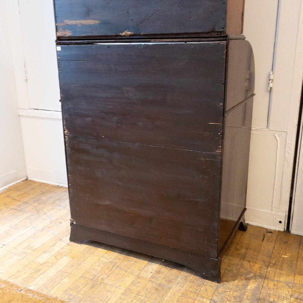 Antique Roll Front Secretary With Flame Mahogany Veneers