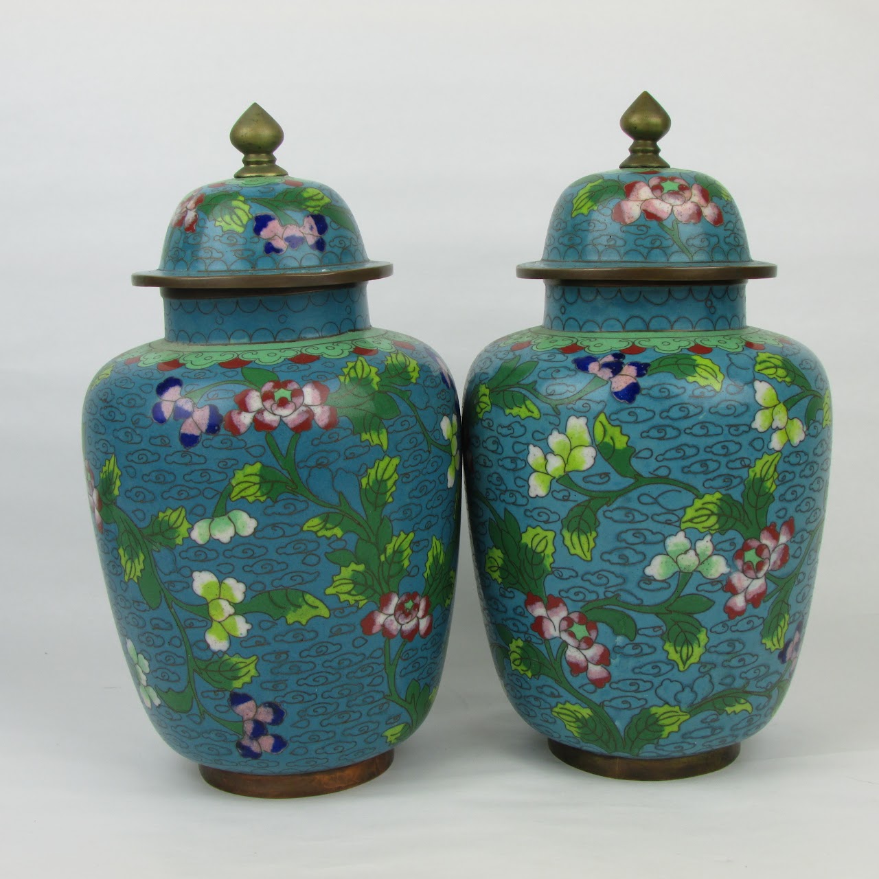 Cloisonné Lidded Jar Pair